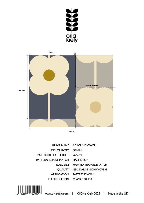 Abacus Flower Denim Wallpaper Sample - Image 2