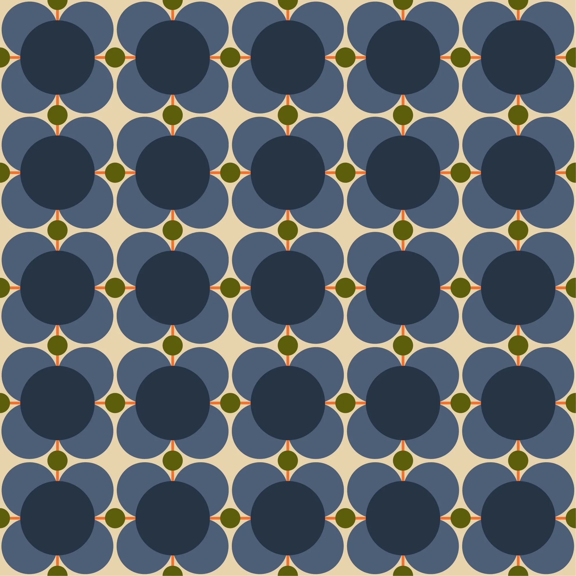 Atomic Flower Indigo Wallpaper - Image 2
