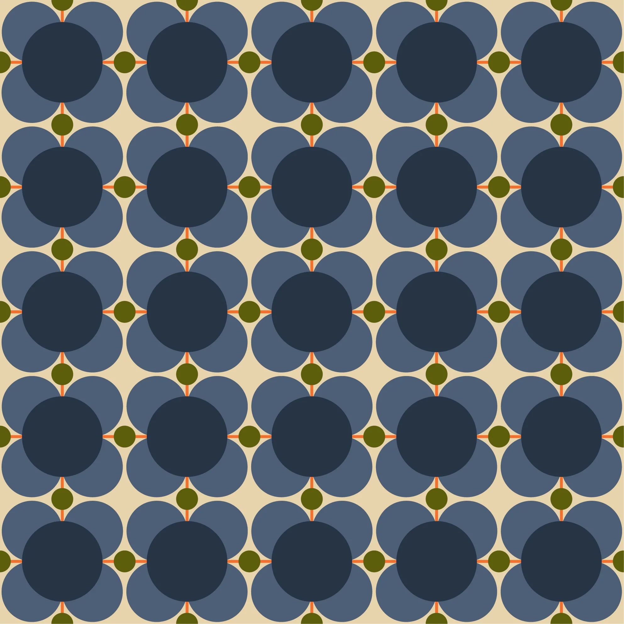 Atomic Flower Indigo Wallpaper Sample