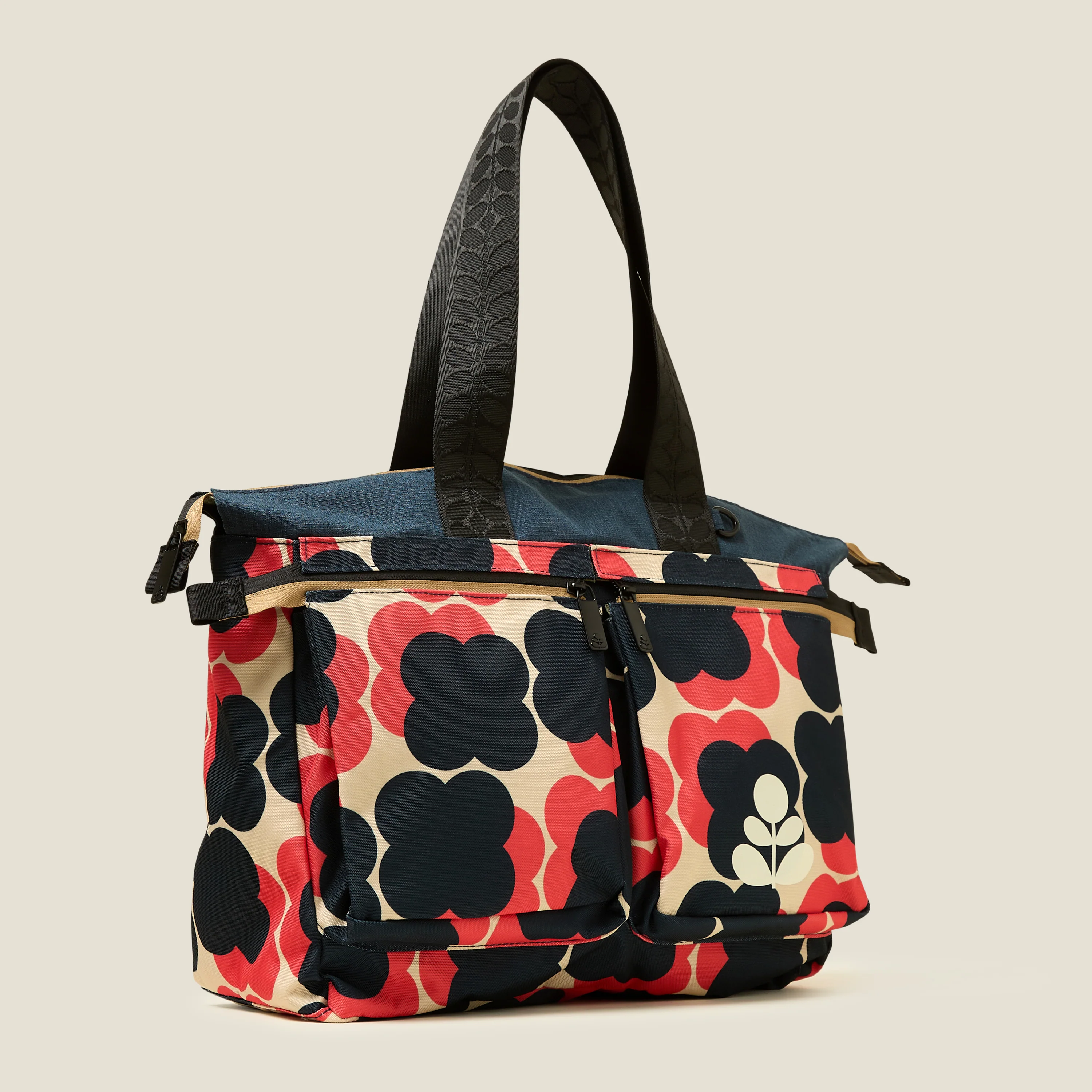 Axis Tote - Floating Flower Navy Red - Image 2
