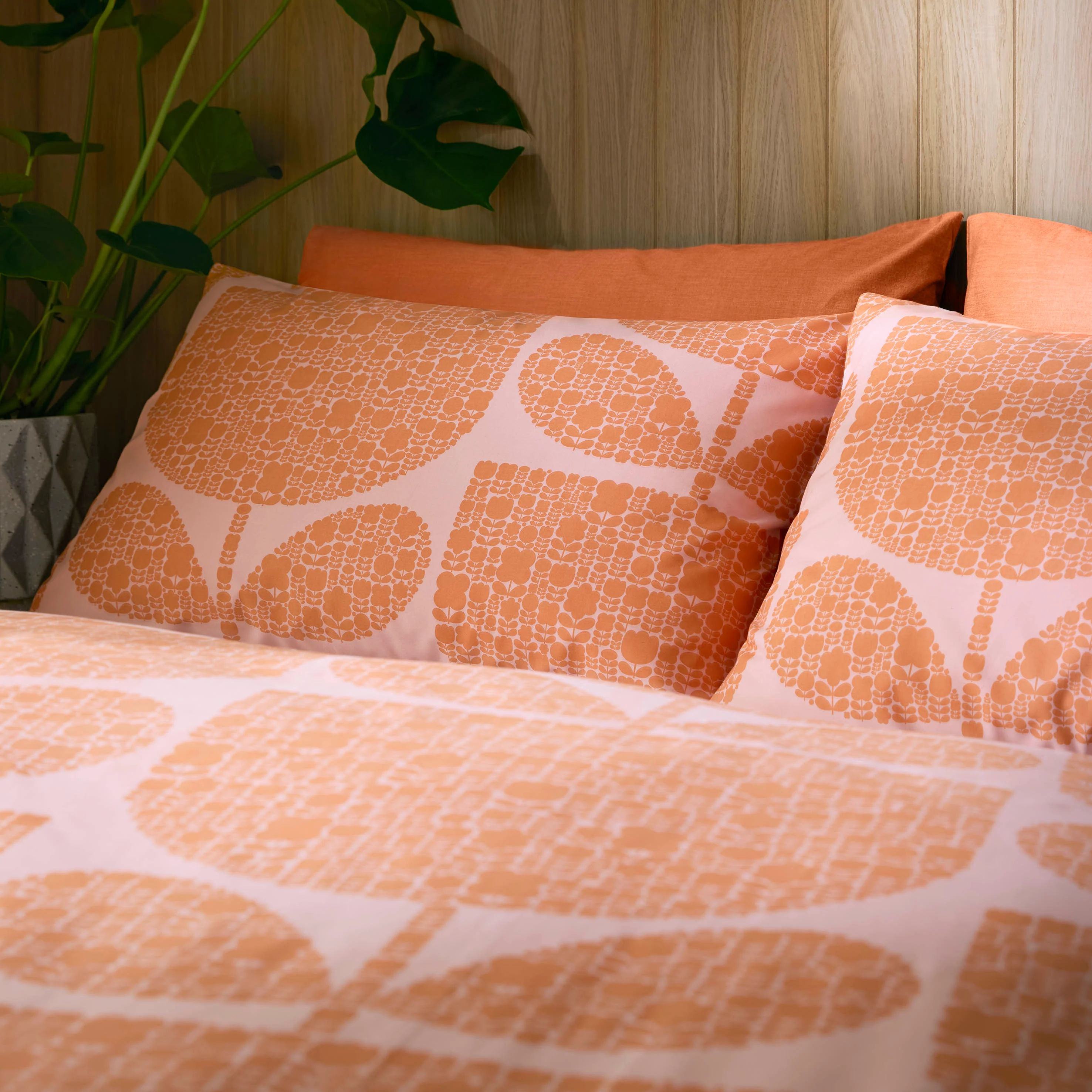 Block Garden Bed Linen Set - Orange Sorbet - Image 3
