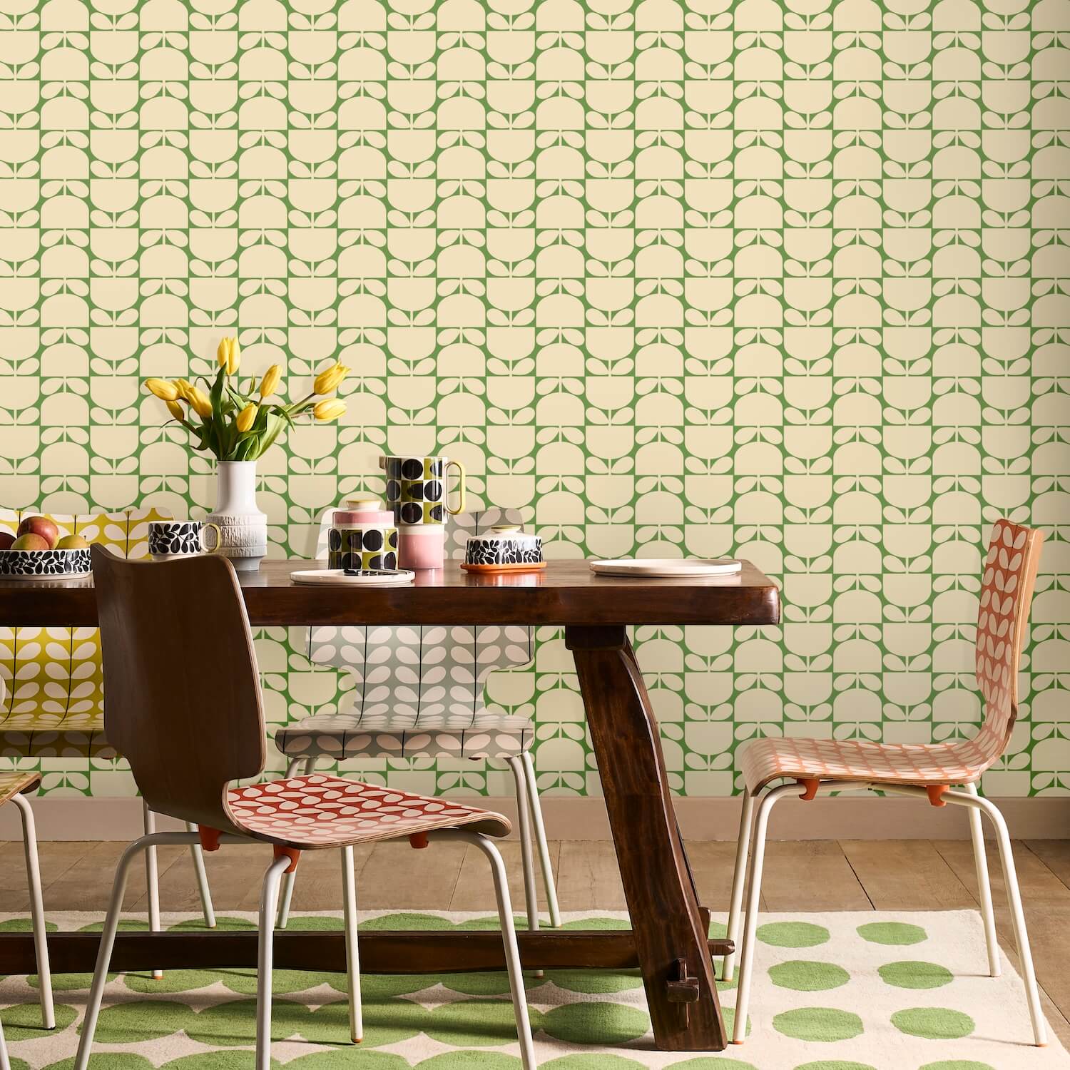 Block Stem Chalky Green Wallpaper
