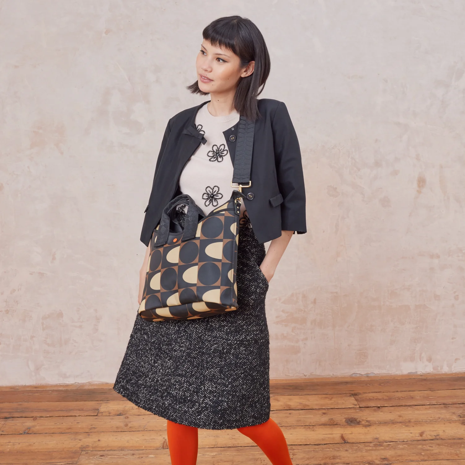 Carry Grab Crossbody Bag - Spot Square Mocha
