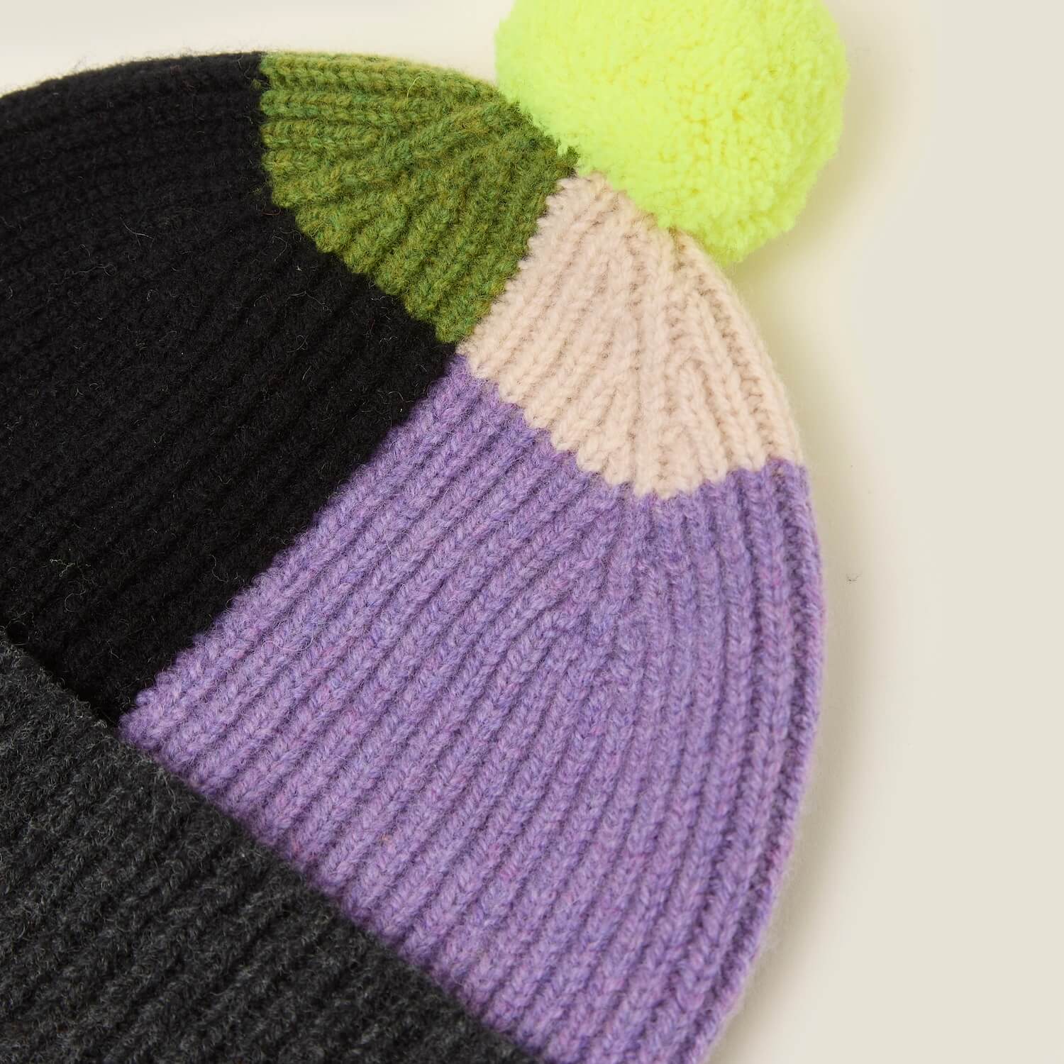 Colour Block Beanie - Neon Yellow - Image 4