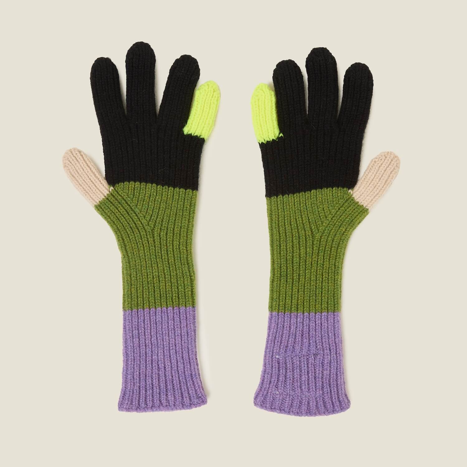 Colour Block Gloves - Neon Yellow - Image 3