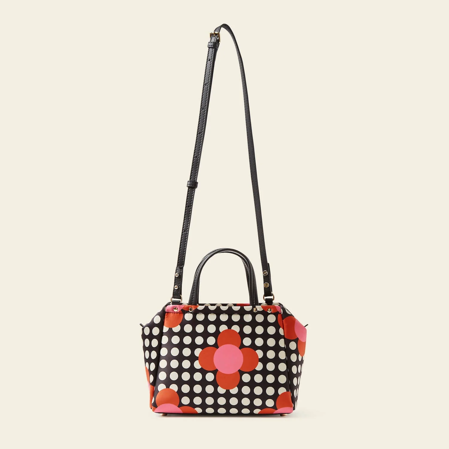 Concertina Crossbody Tote - Fuchsia Flower Polka Dot - Image 4