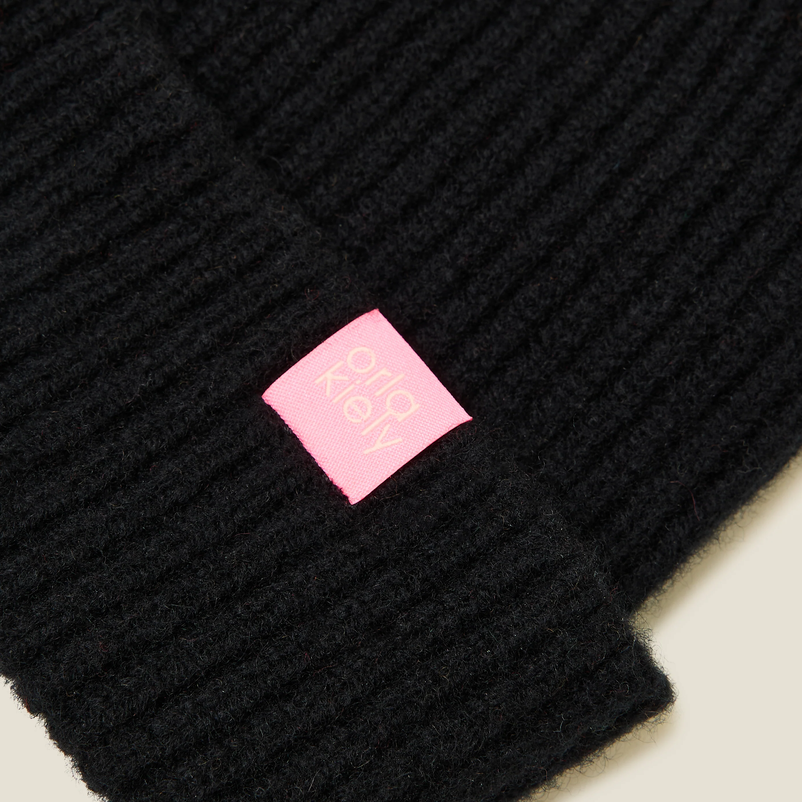 Contrast Pom Wool Beanie - Cream Black - Image 4