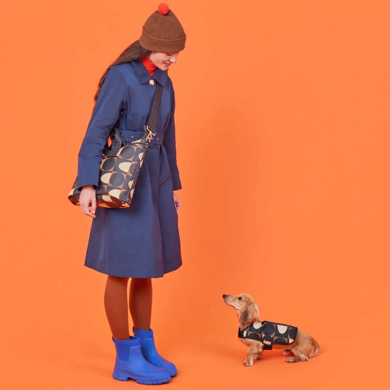 Dog Coat - Spot Square Mocha - Image 2