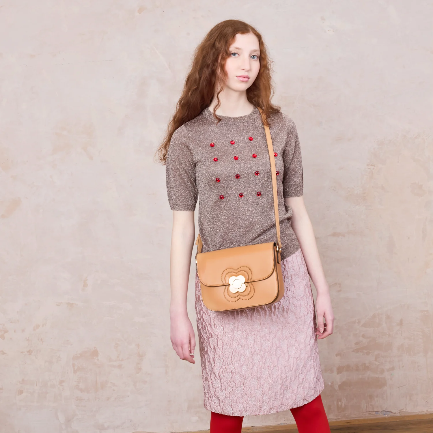 Eclipse Leather Crossbody Bag - Light Tan - Image 2