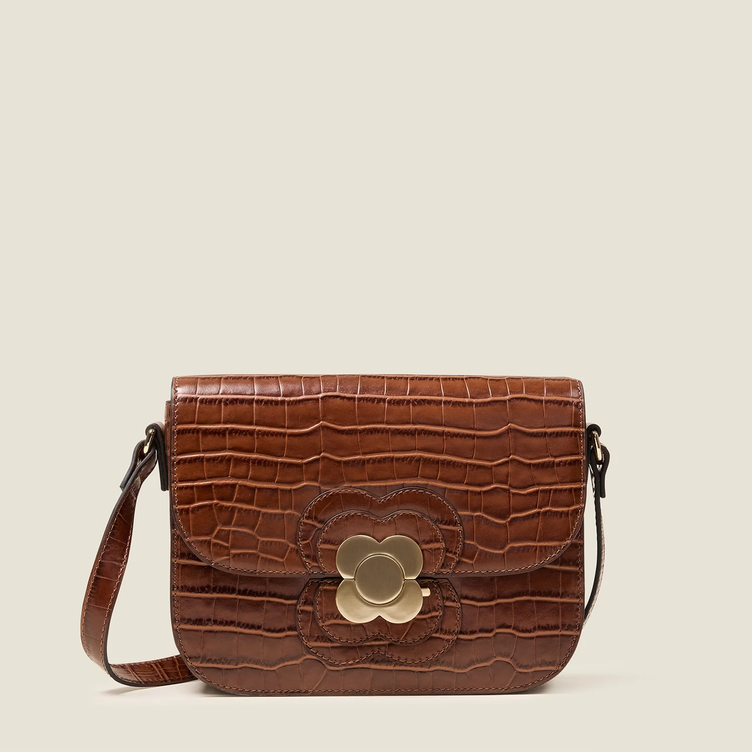 Eclipse Leather Crossbody Bag - Flower Applique Croc - Image 2