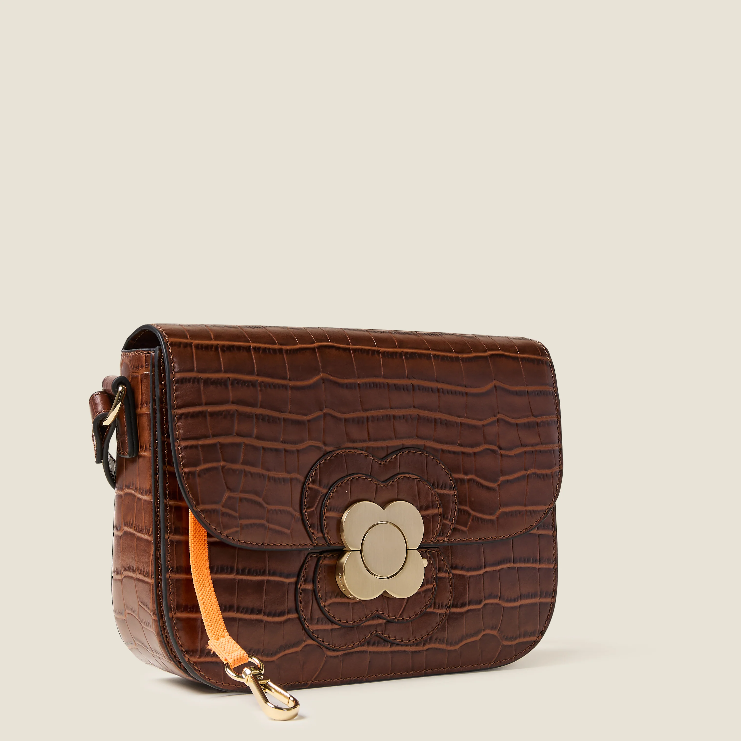 Eclipse Leather Crossbody Bag - Flower Applique Croc - Image 6