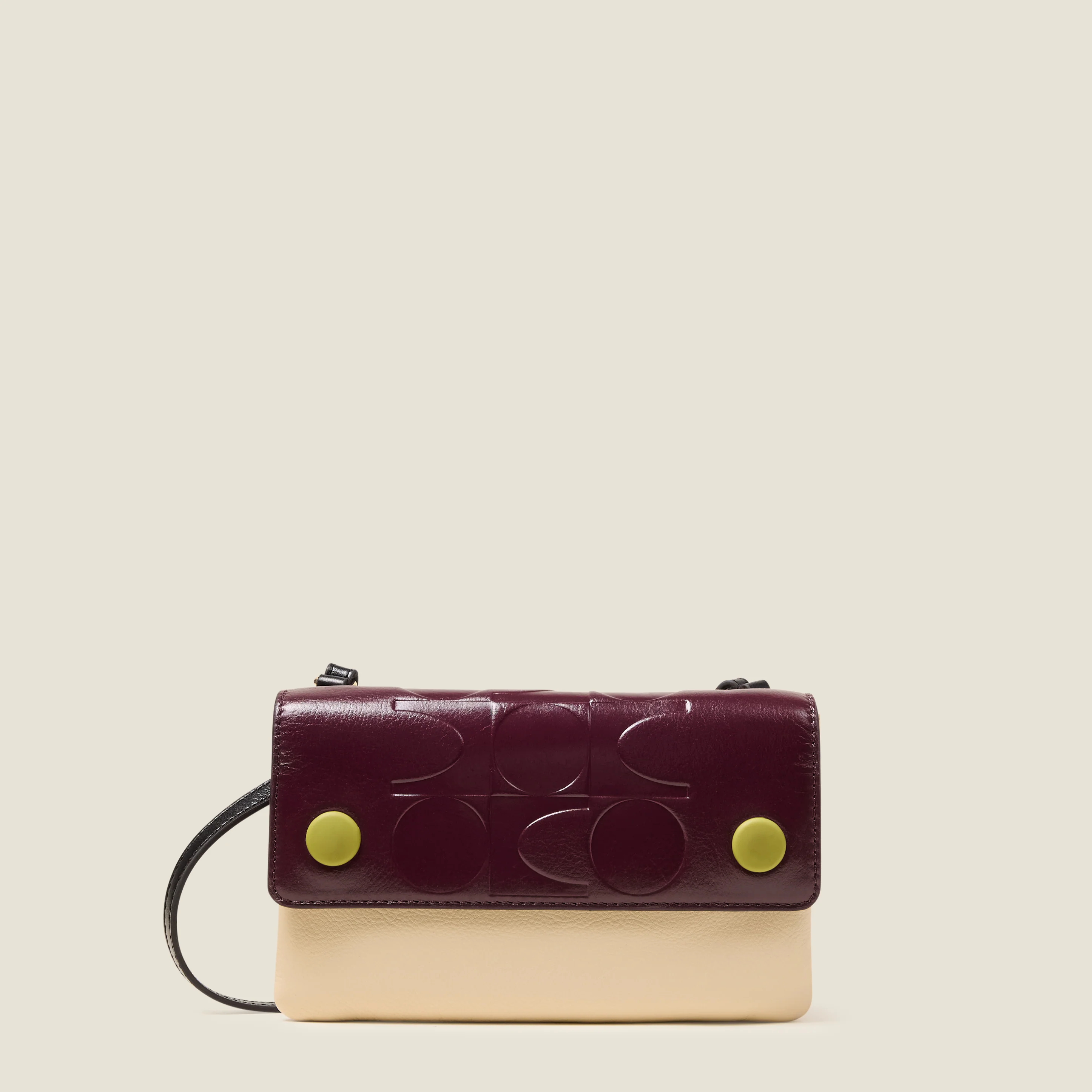 Flap Folio Leather Crossbody Bag - OK Colourblock Burgundy - Image 4