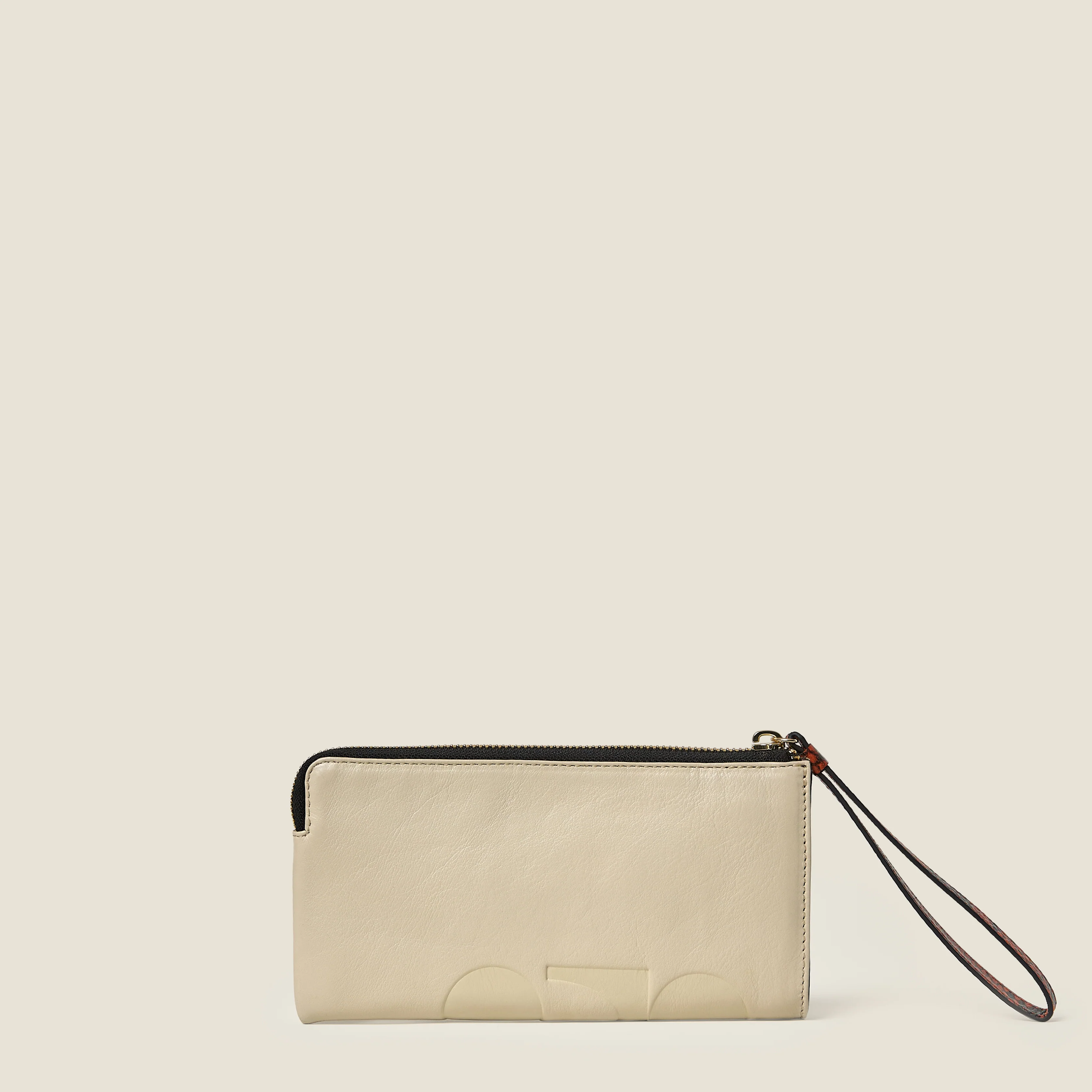 Flat Zip Leather Wallet - White Creme - Image 3