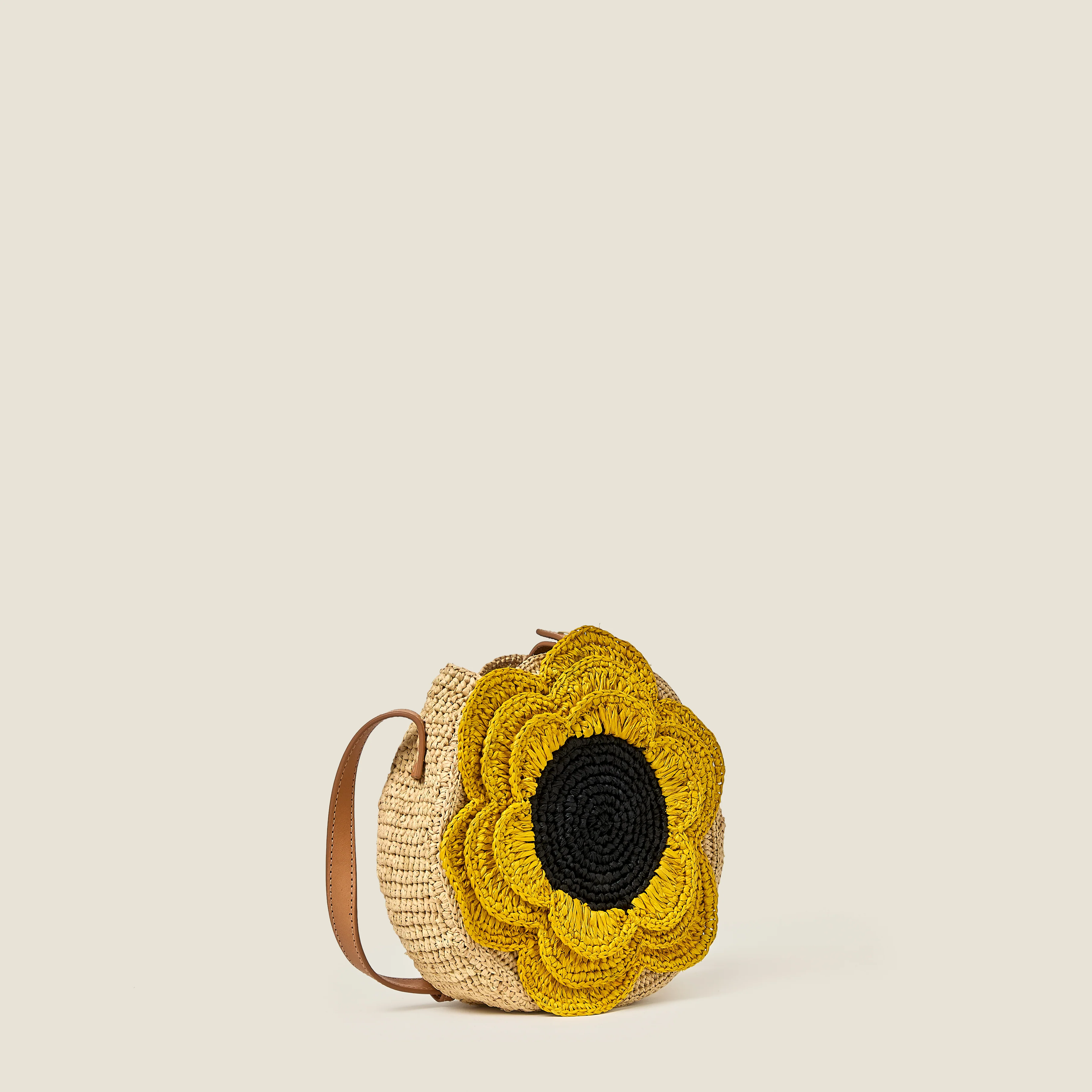 Flower Circle Raffia Crossbody - Sunflower - Image 3