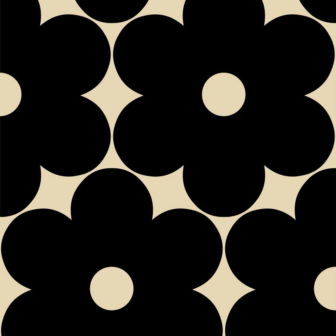 Flower Power Black Wallpaper Sample