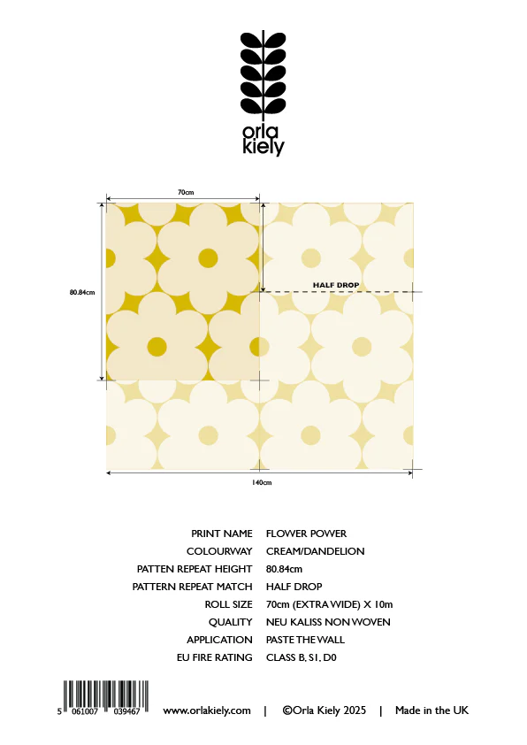 Flower Power Cream/Dandelion Wallpaper Sample - Image 2