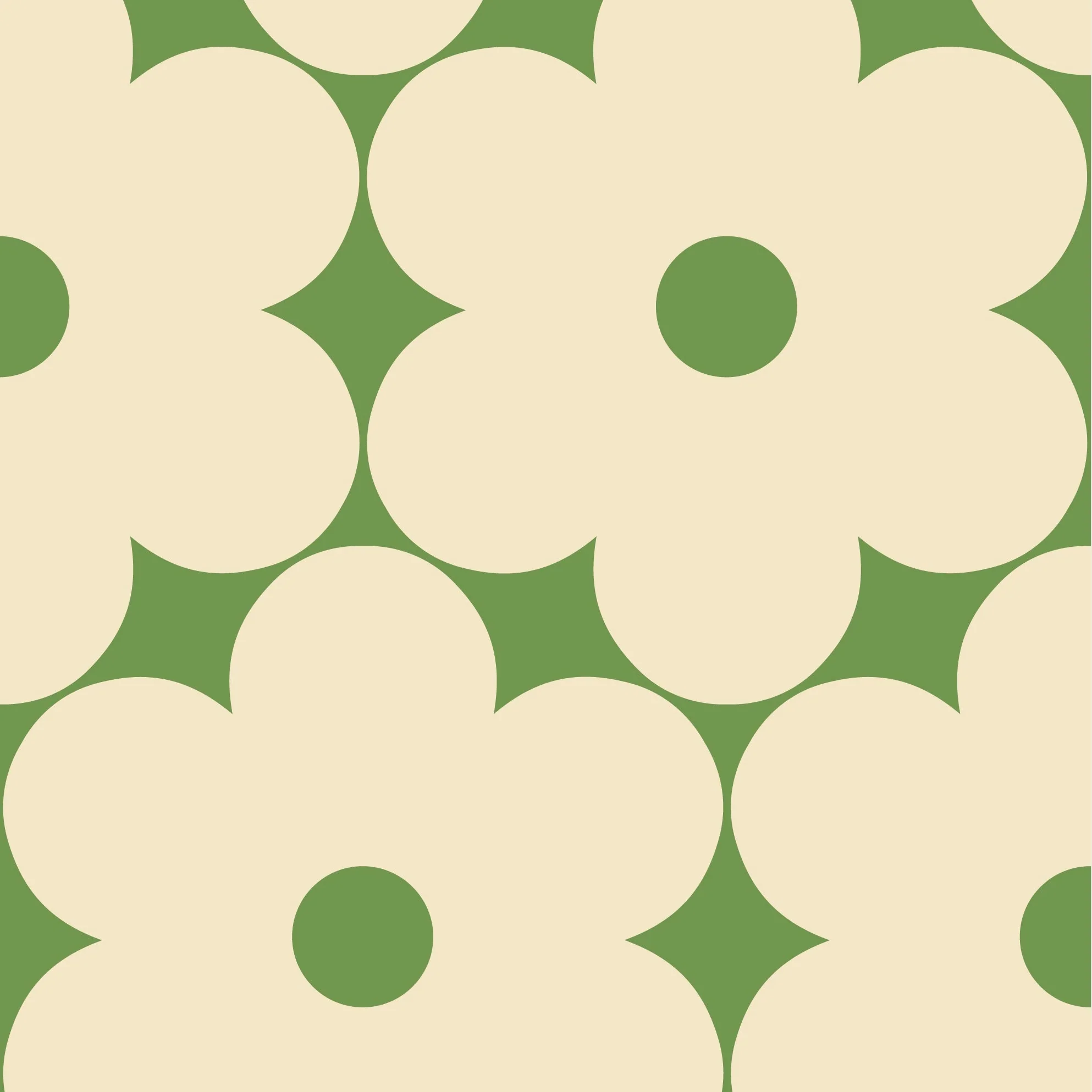 Flower Power Cream/Dill Wallpaper Sample