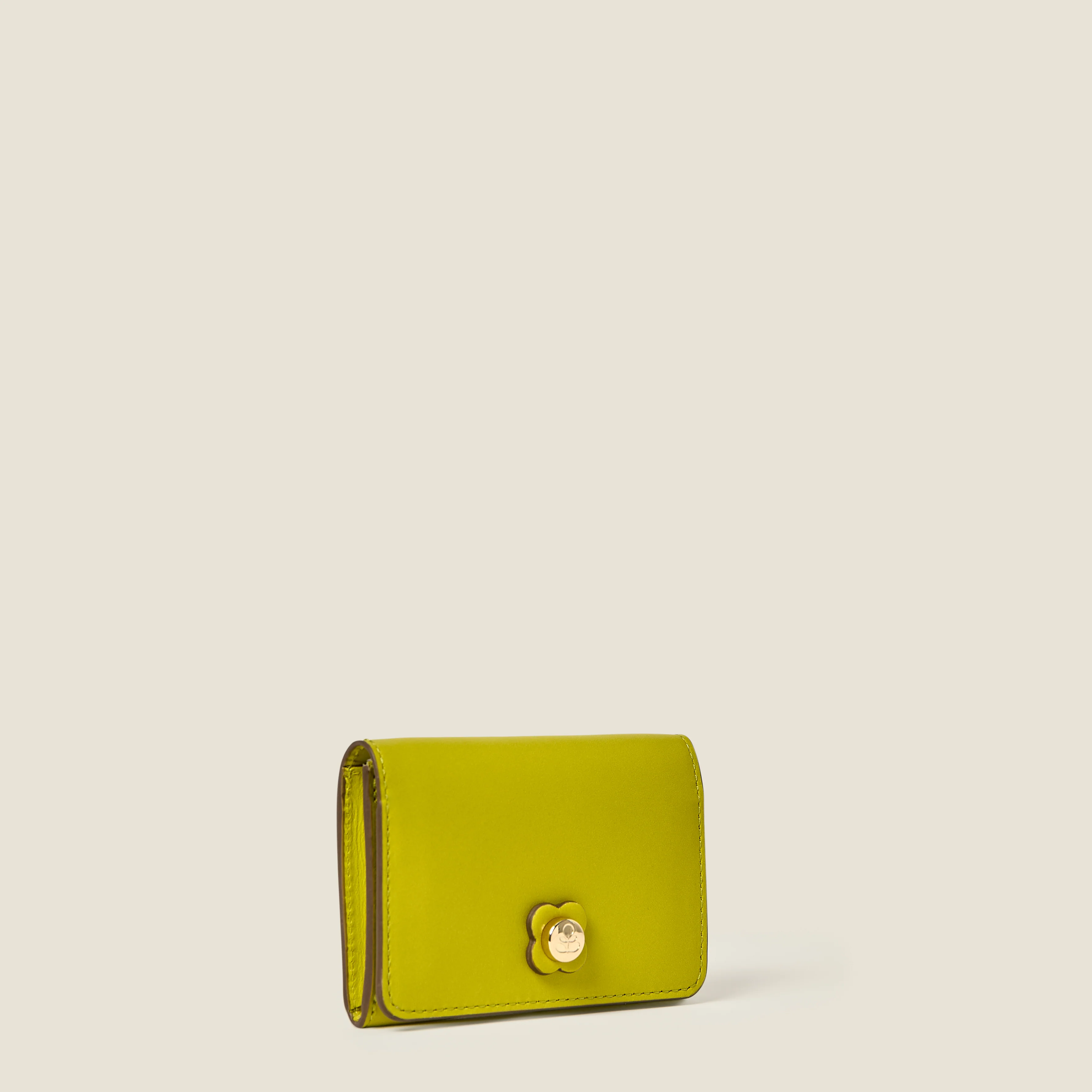 Folded Leather Card Holder - Chartreuse - Image 2