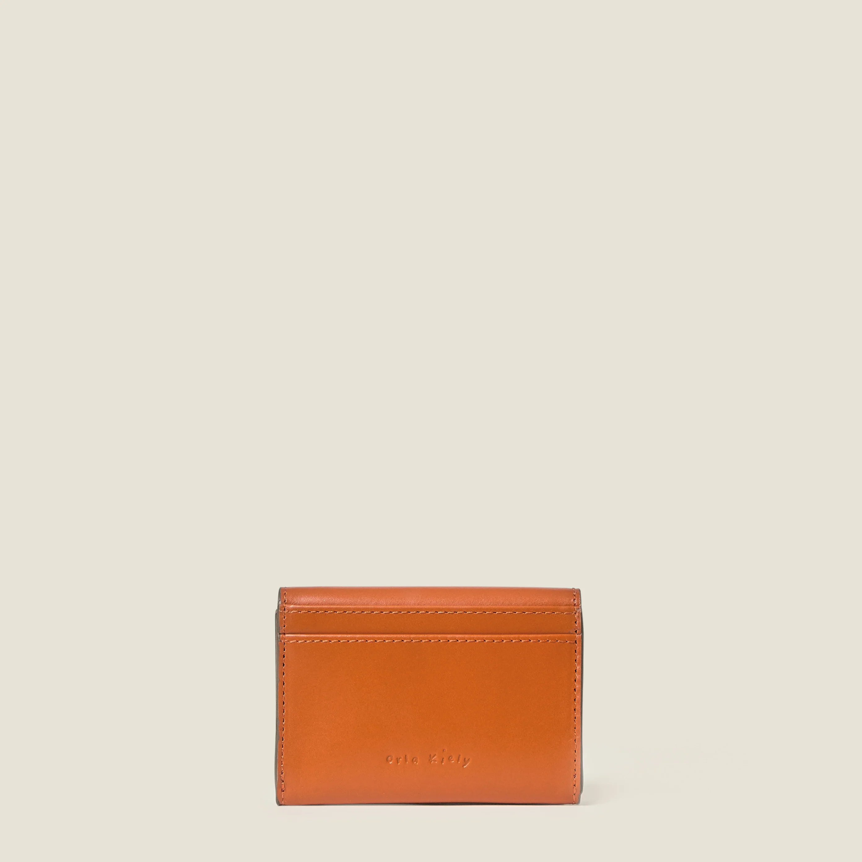 Folded Leather Card Holder - Orange - Image 3