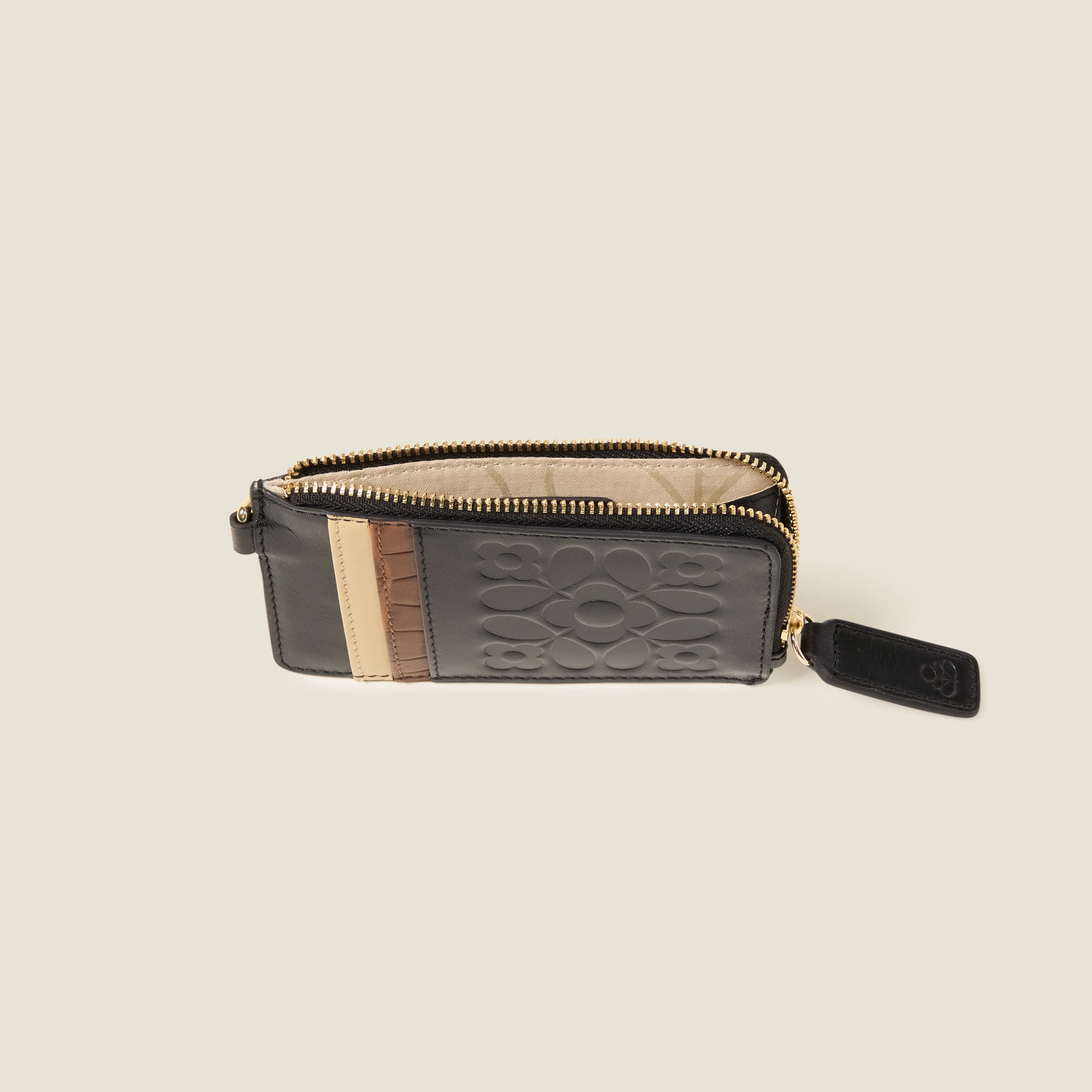 Frieda Leather Card Purse - Tile Emboss Black - Image 4