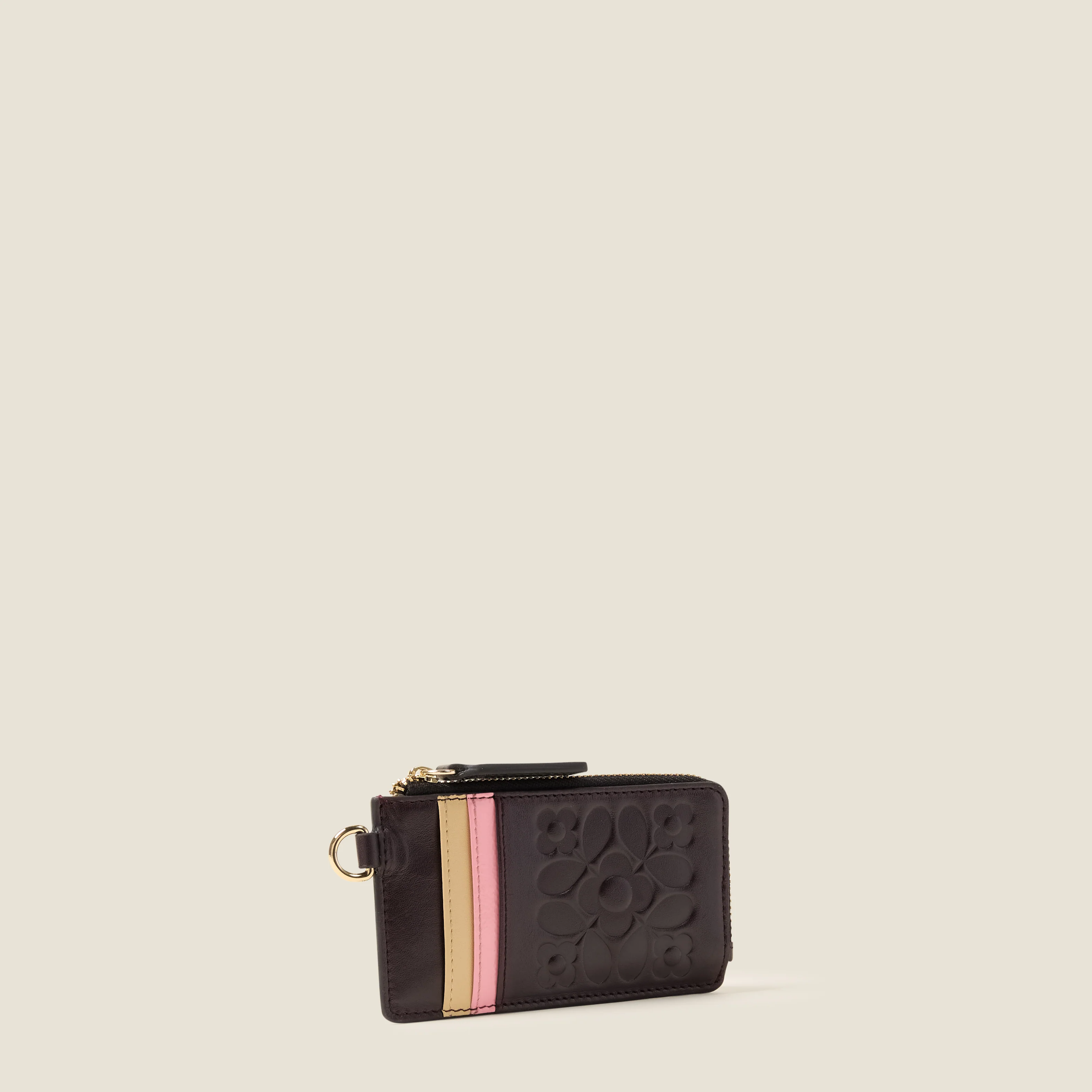 Frieda Leather Card Purse - Tile Emboss Burgundy - Image 2