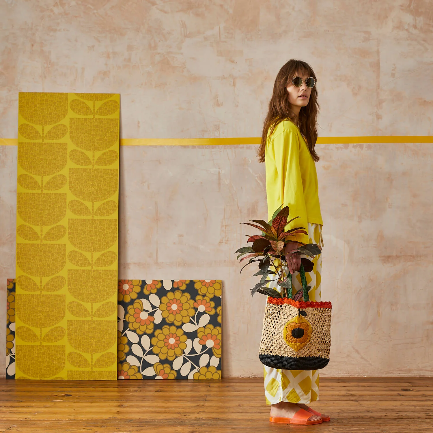 Raffia Basket Bag - Lemon - Image 2