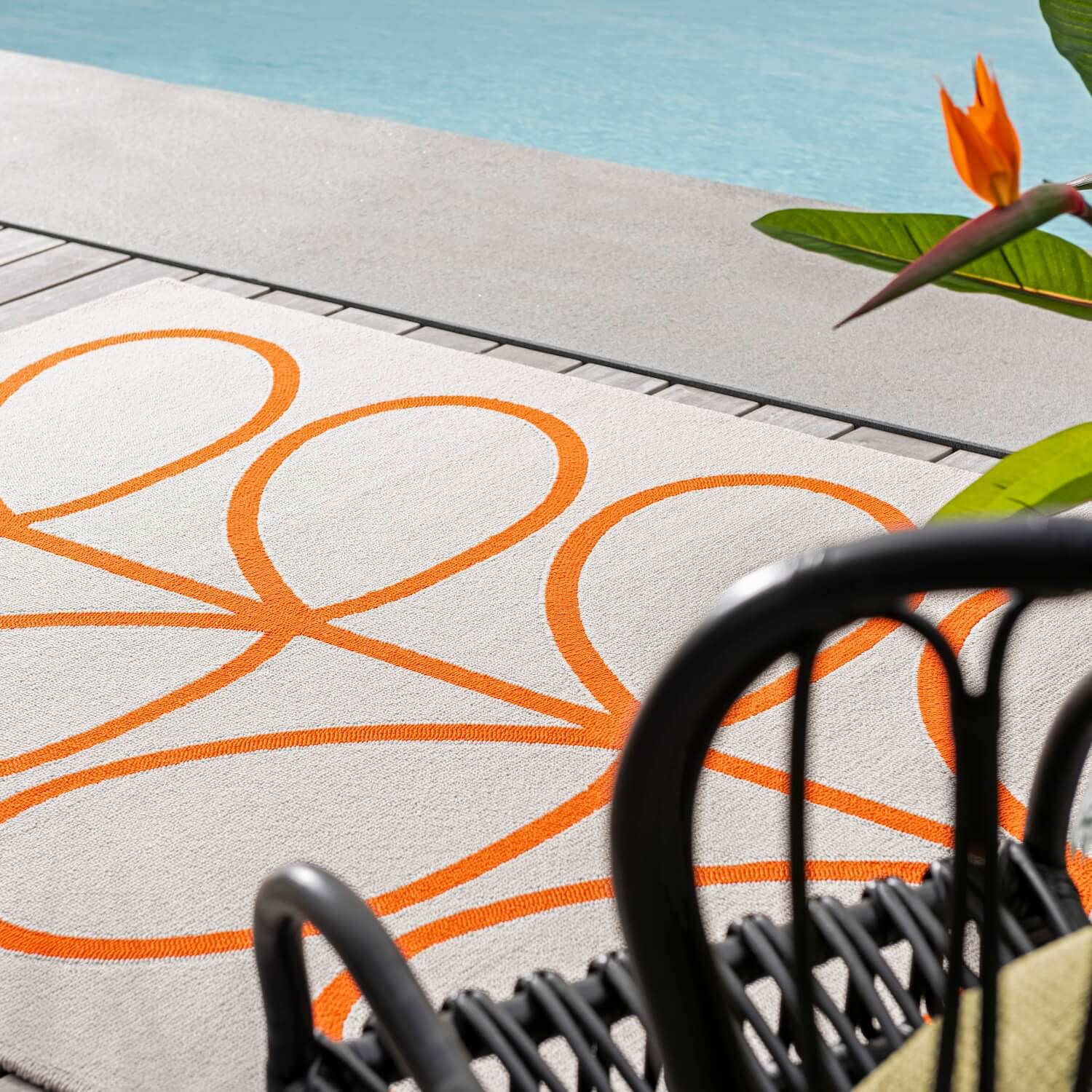 Giant Linear Stem Persimmon Outdoor Rug - Image 3