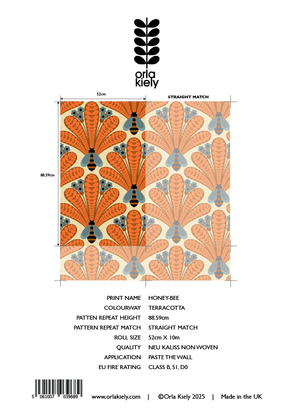 Honey-Bee Terracotta Wallpaper Sample - Image 2
