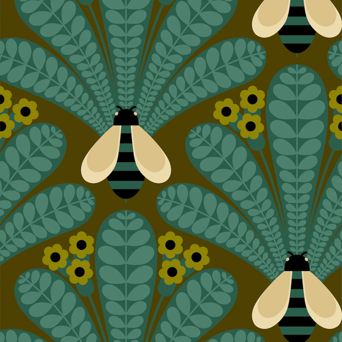 Honey-Bee Turquoise Wallpaper Sample