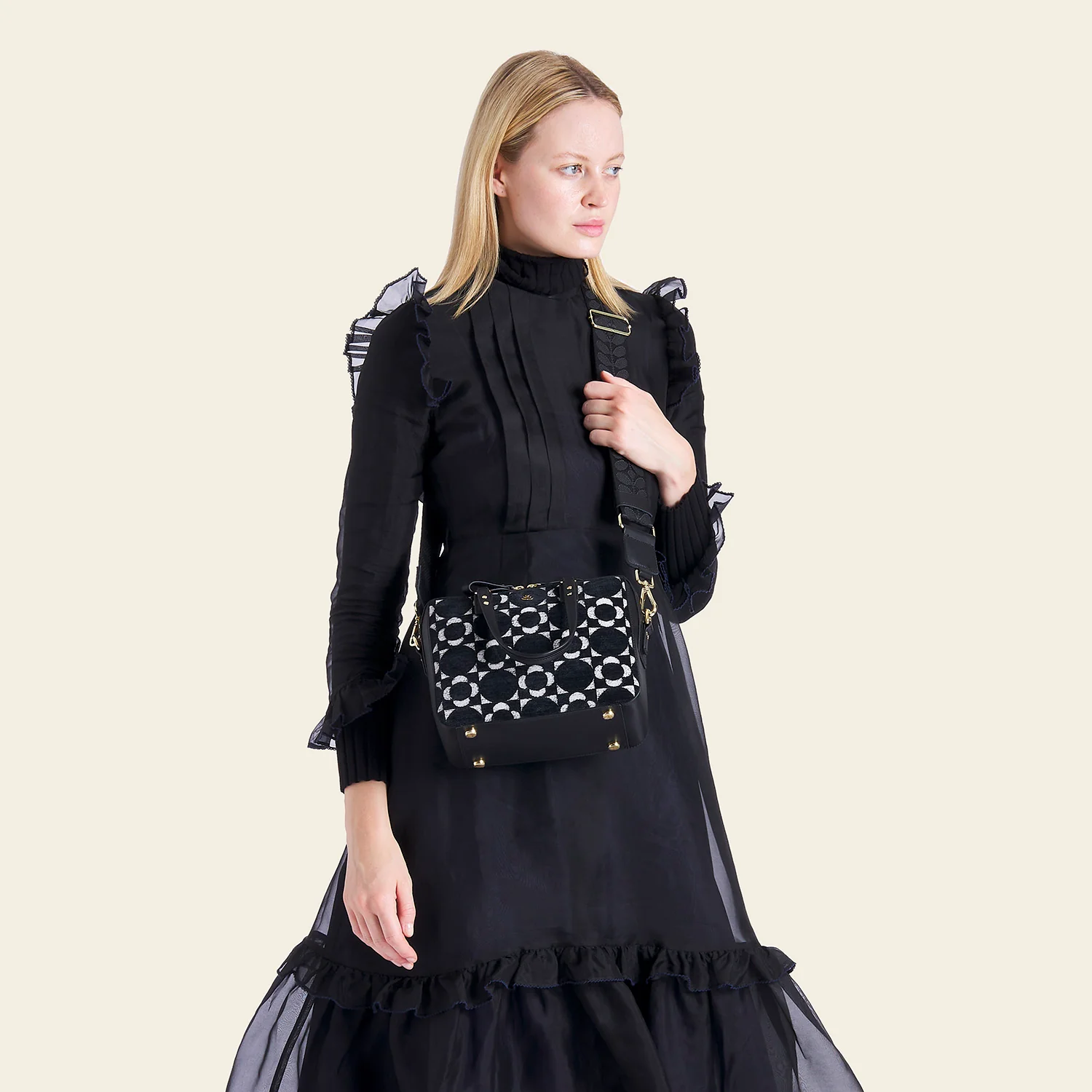 Iris Handbag - Retro Tile Black - Image 3