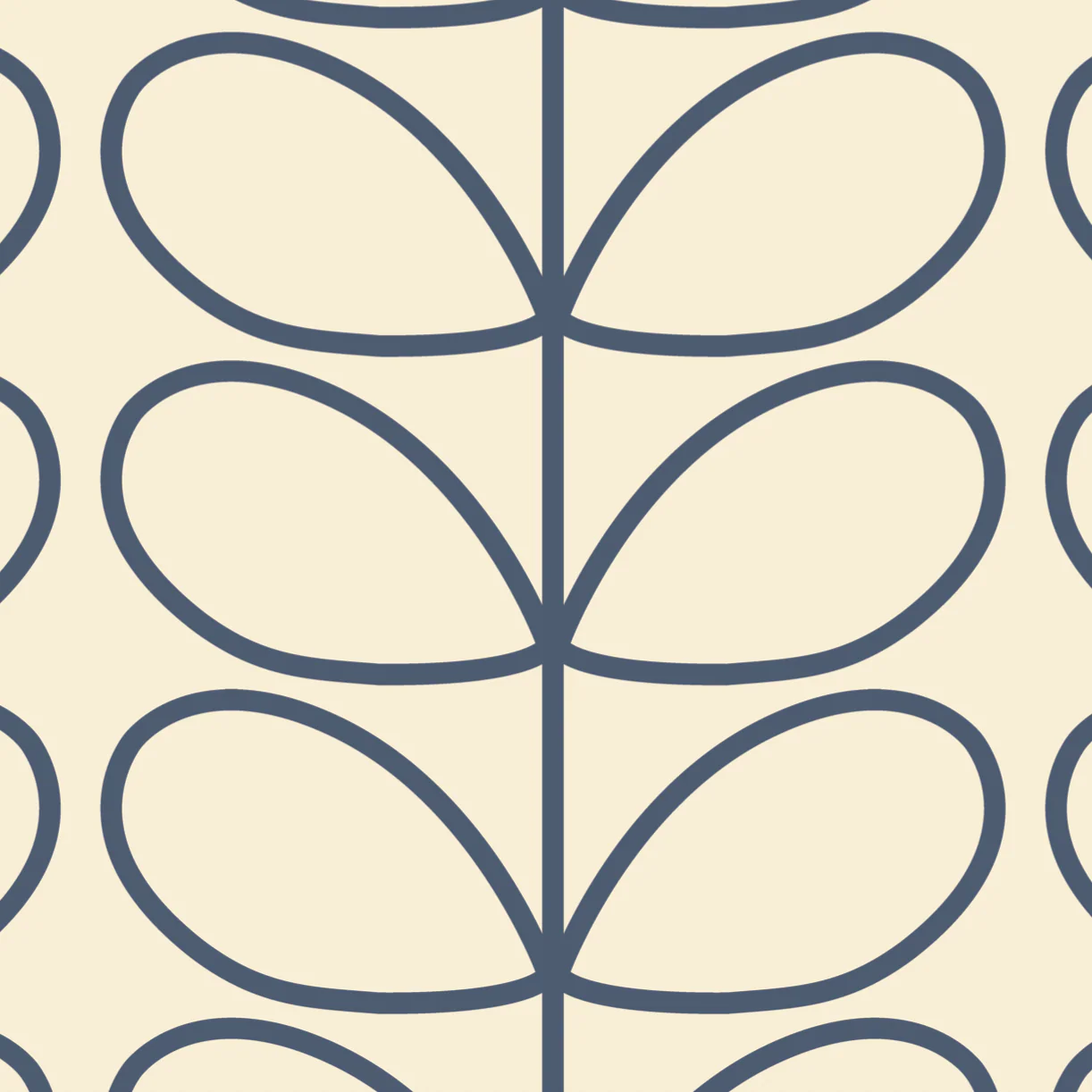 Linear Stem Cream Wallpaper Blue Line Sample