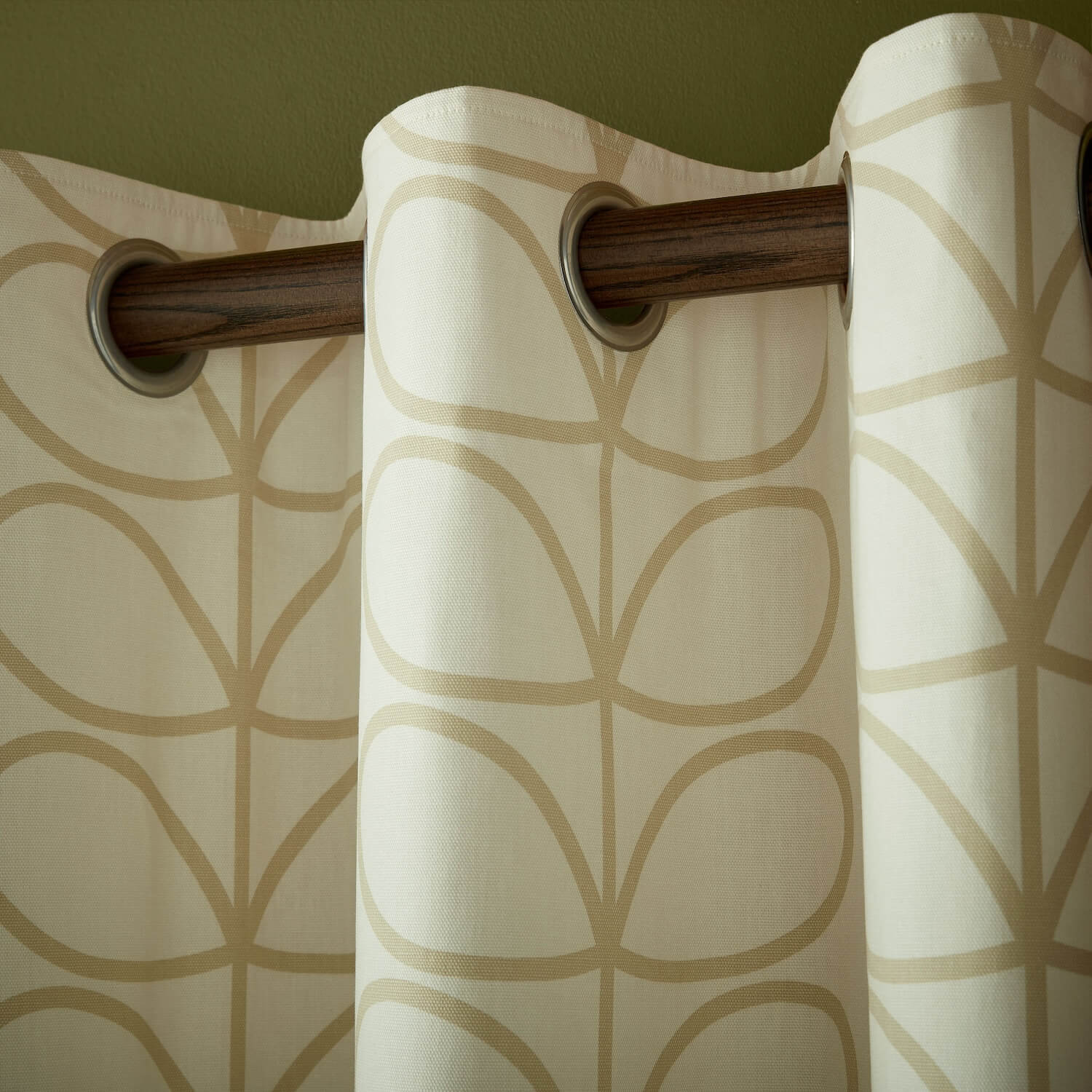 Linear Stem Lined Eyelet Curtains - Natural - Image 2