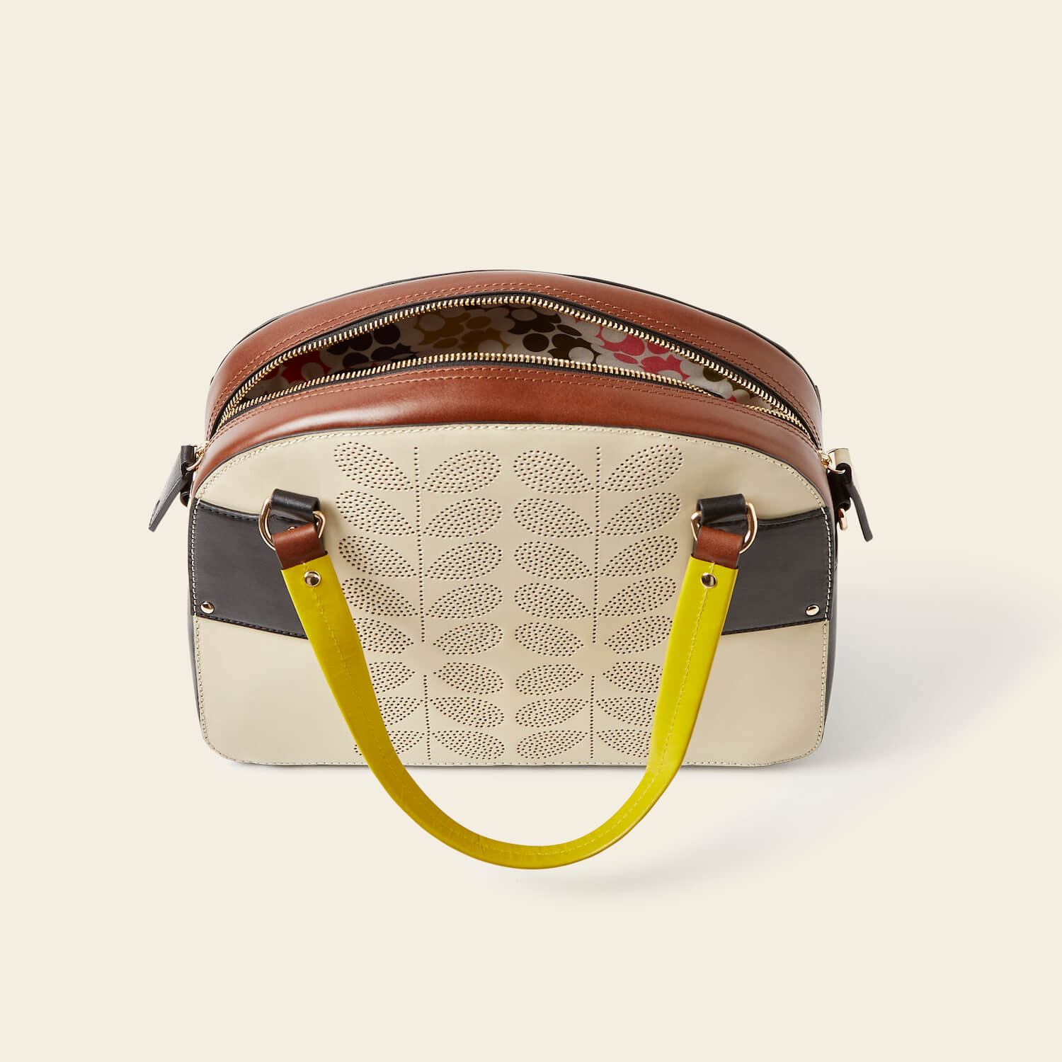 Luna Bowling Bag - Cream Punched Flower - Image 5