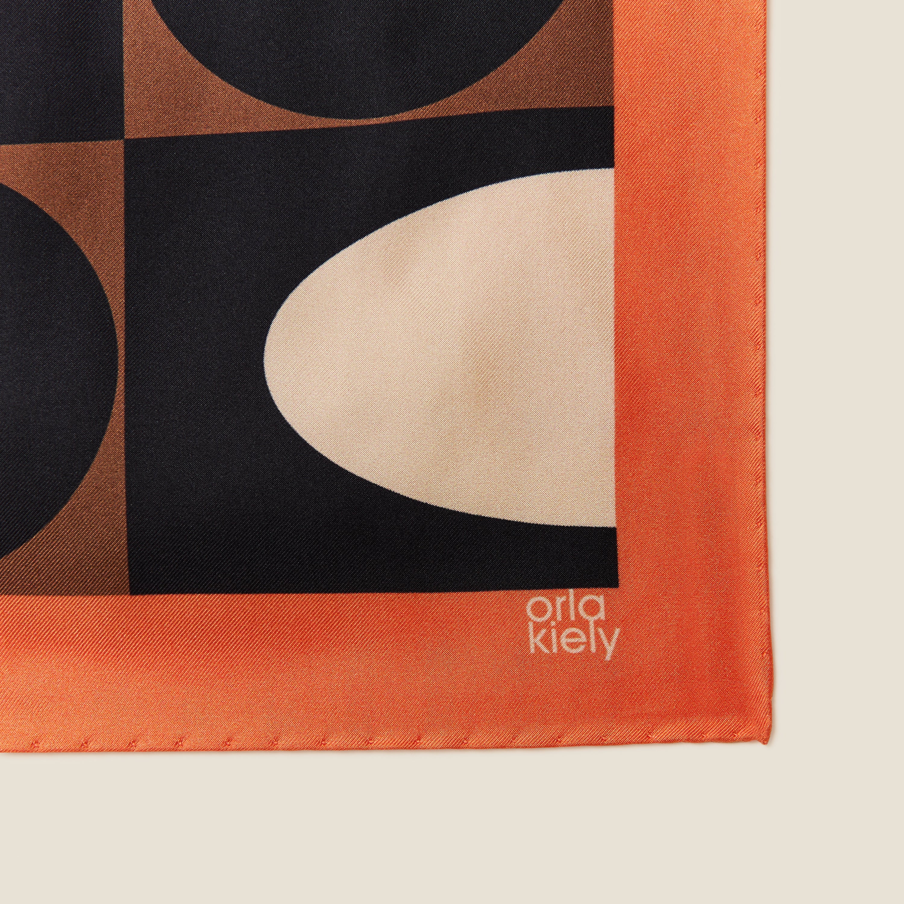 Medium Silk Scarf - Spot Square Mocha - Image 3