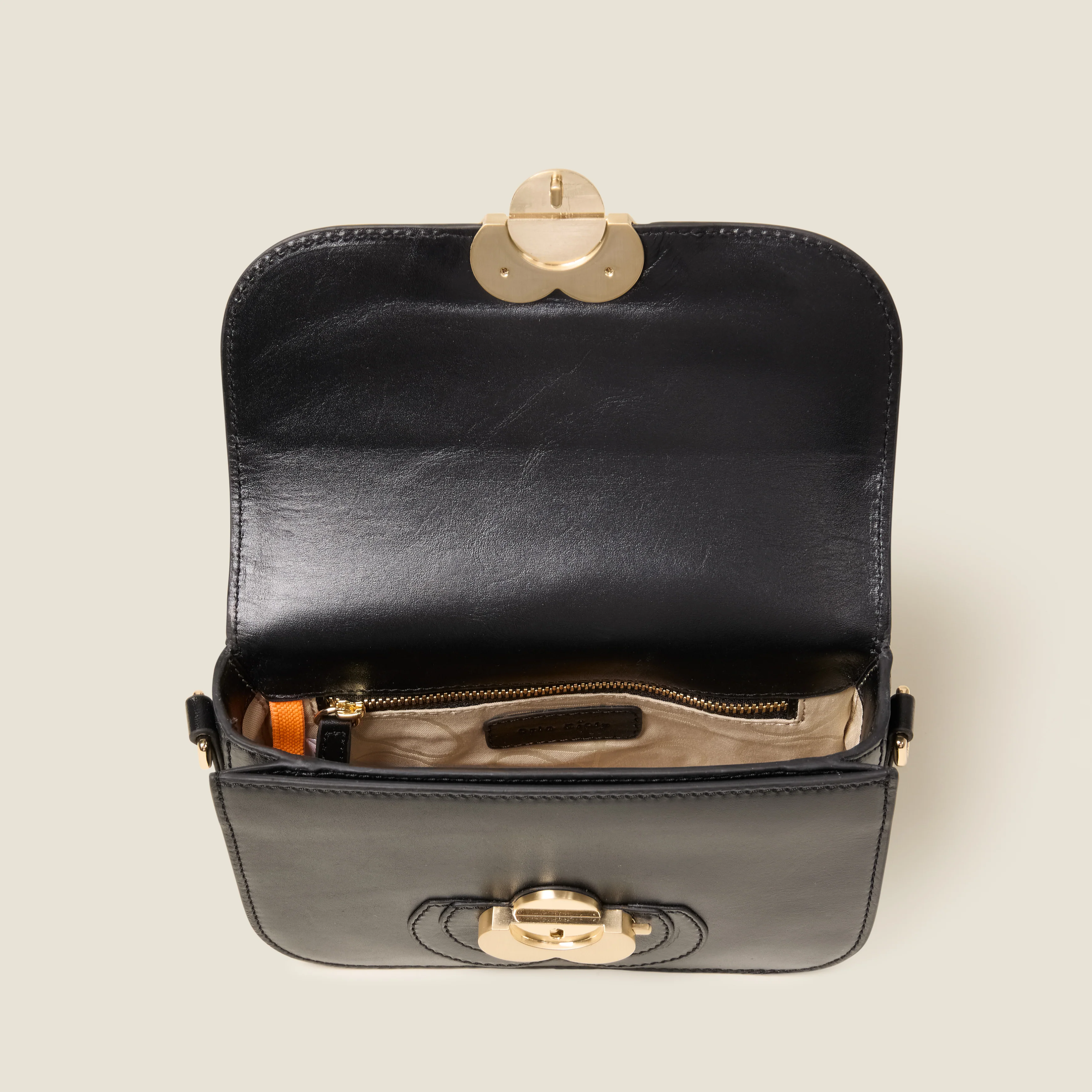 Mini Eclipse Leather Crossbody Bag - Flower Applique Black - Image 4