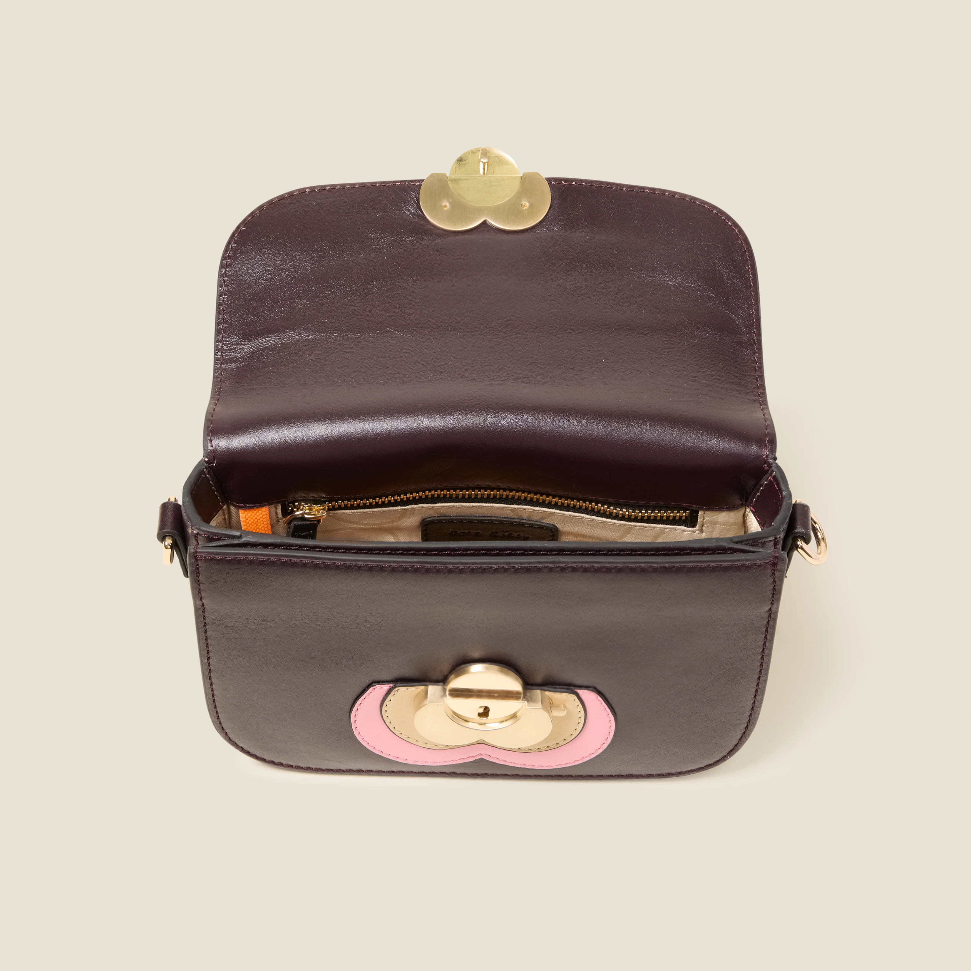 Mini Eclipse Leather Crossbody Bag - Flower Applique Burgundy - Image 5