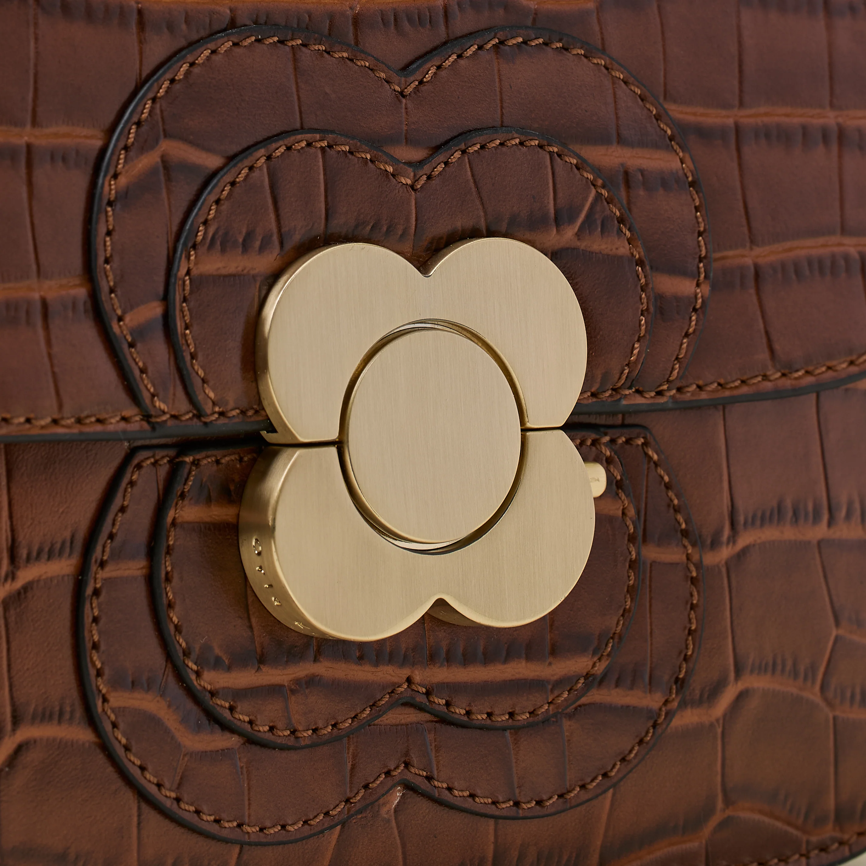 Mini Eclipse Leather Crossbody Bag - Flower Applique Croc - Image 6