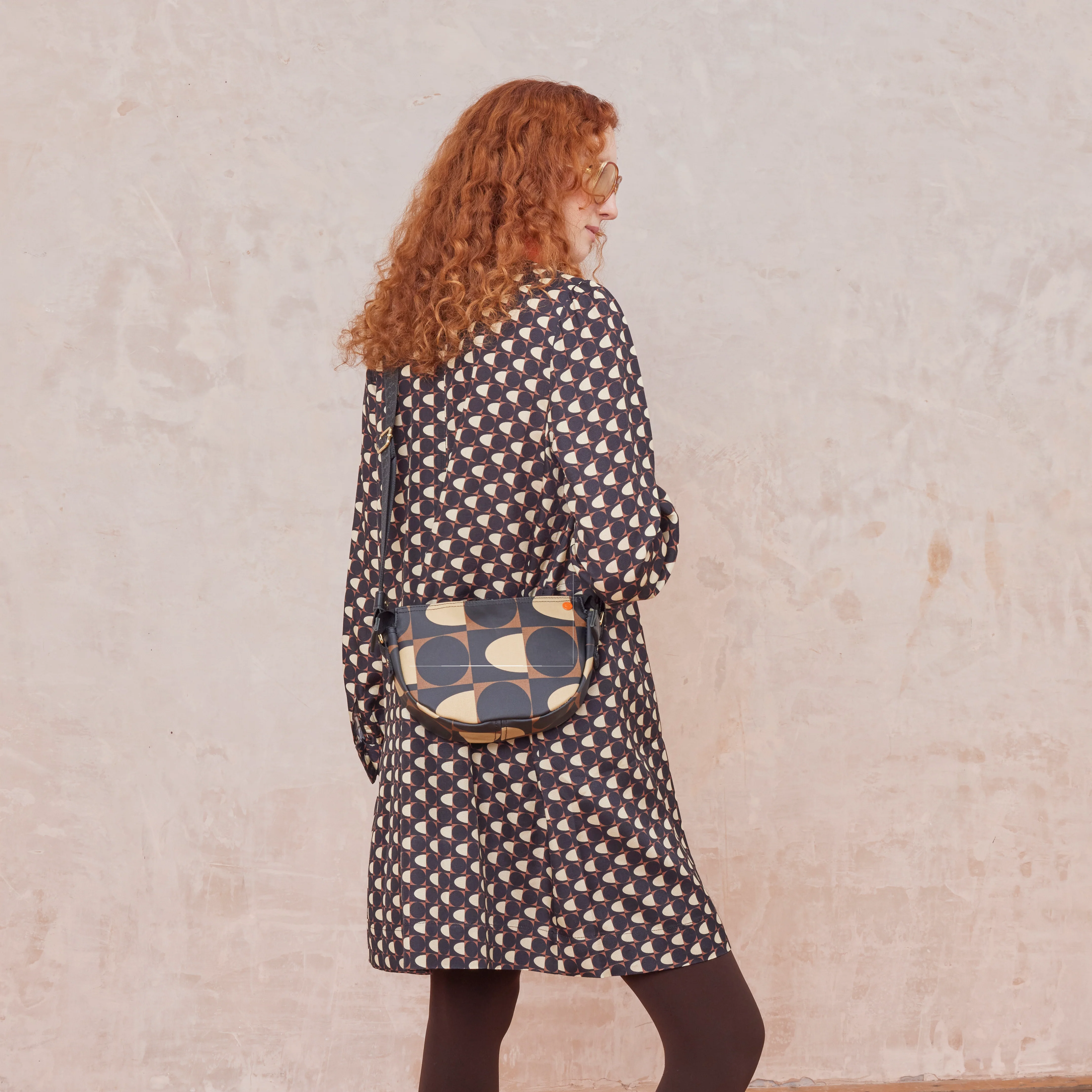 Mini Rounder Crossbody - Spot Square Mocha - Image 6