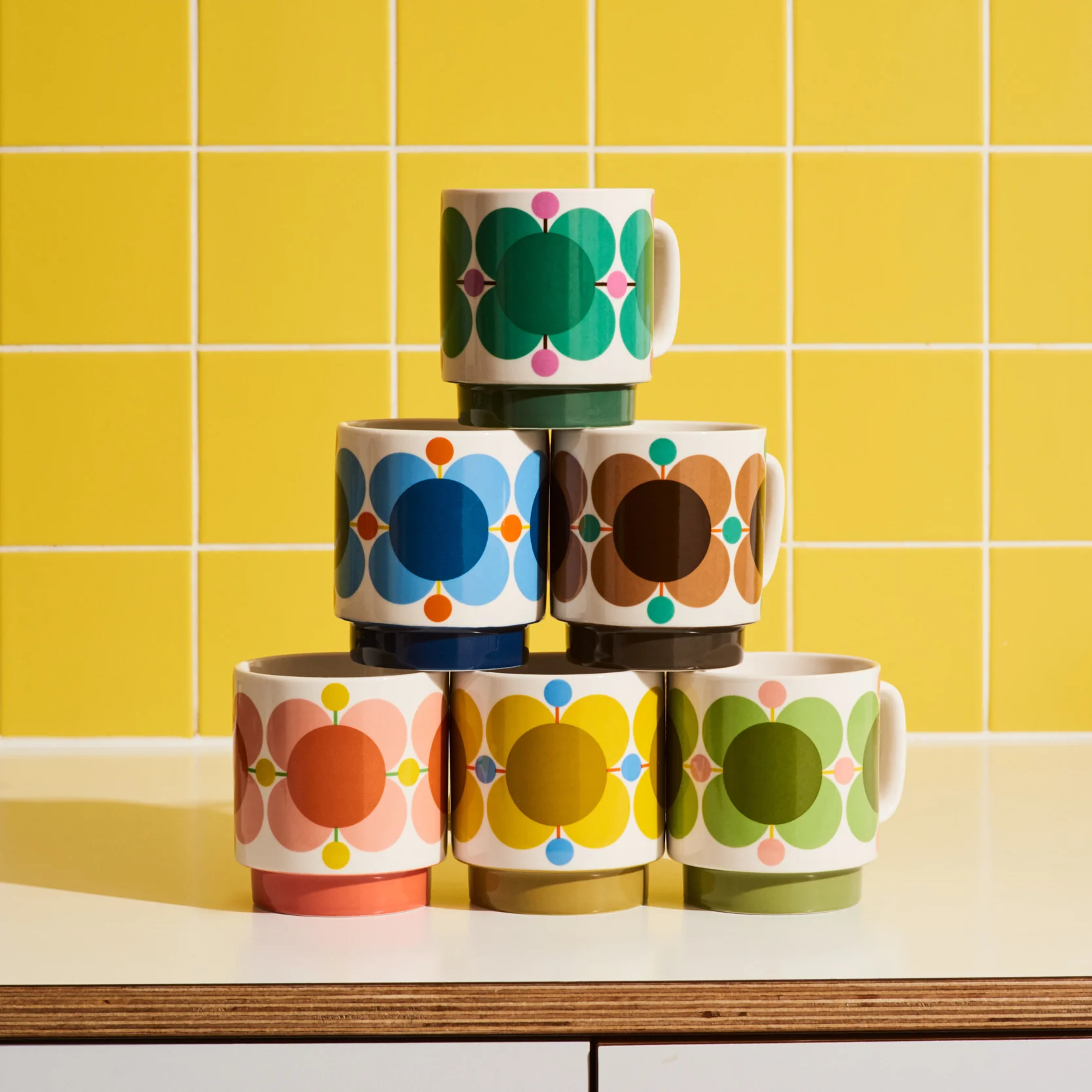 Large Mug Set of 2 - Atomic Flower Sky/Sunflower - Image 2