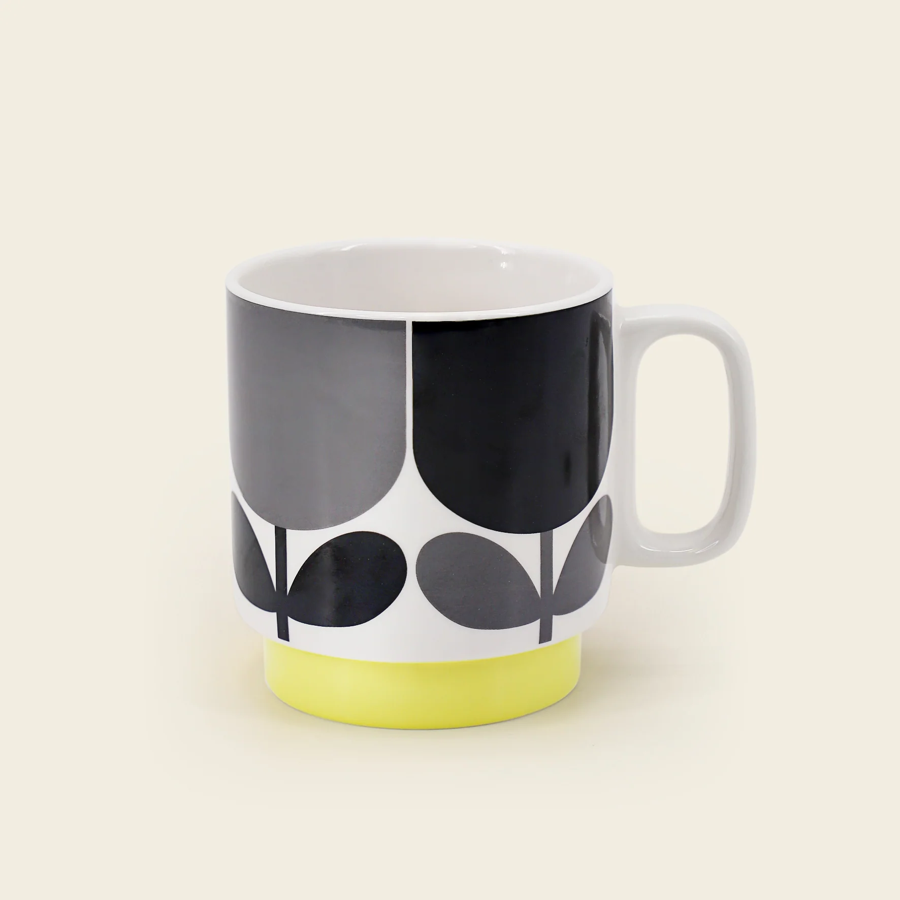 Large Mug Set of 2 - Block Flower Slate/Ochre - Image 4
