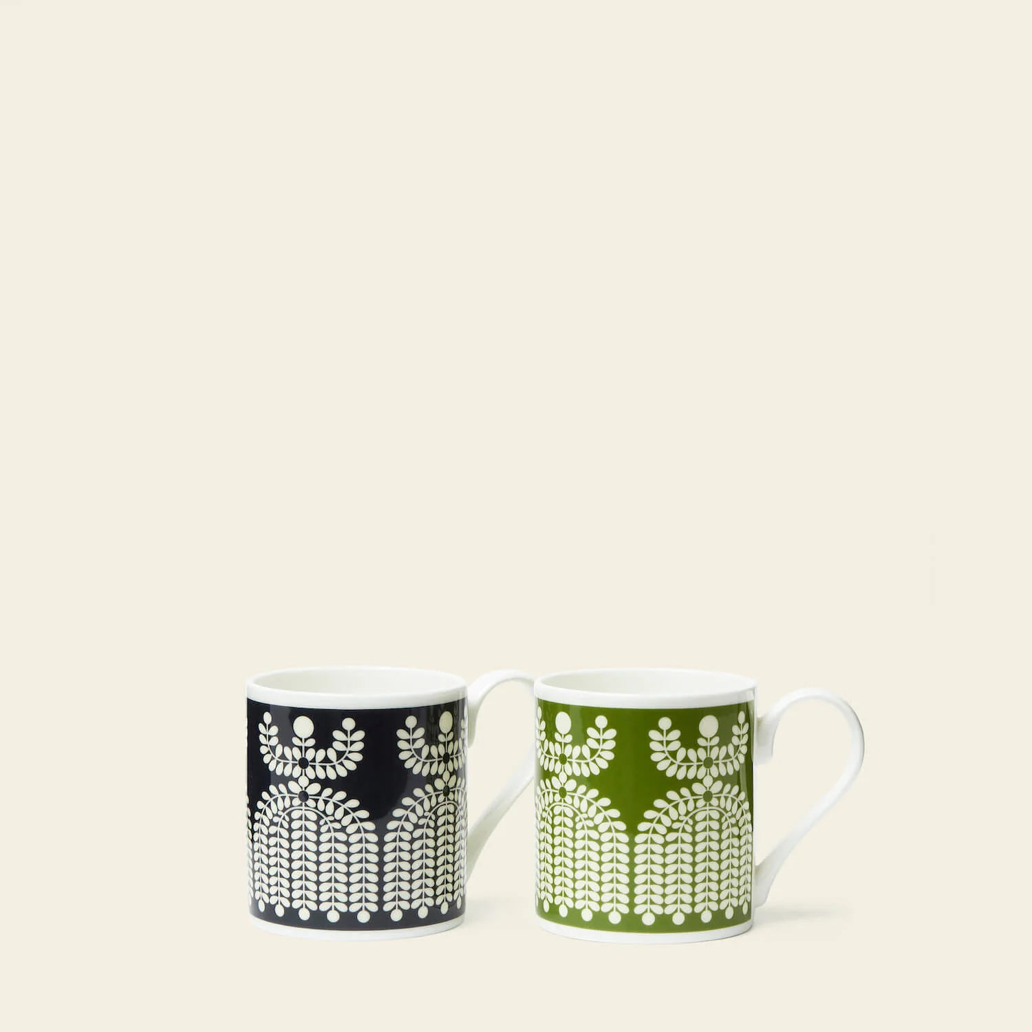 Standard Mug Set of 2 - Folk Girl Green/Navy - Image 2