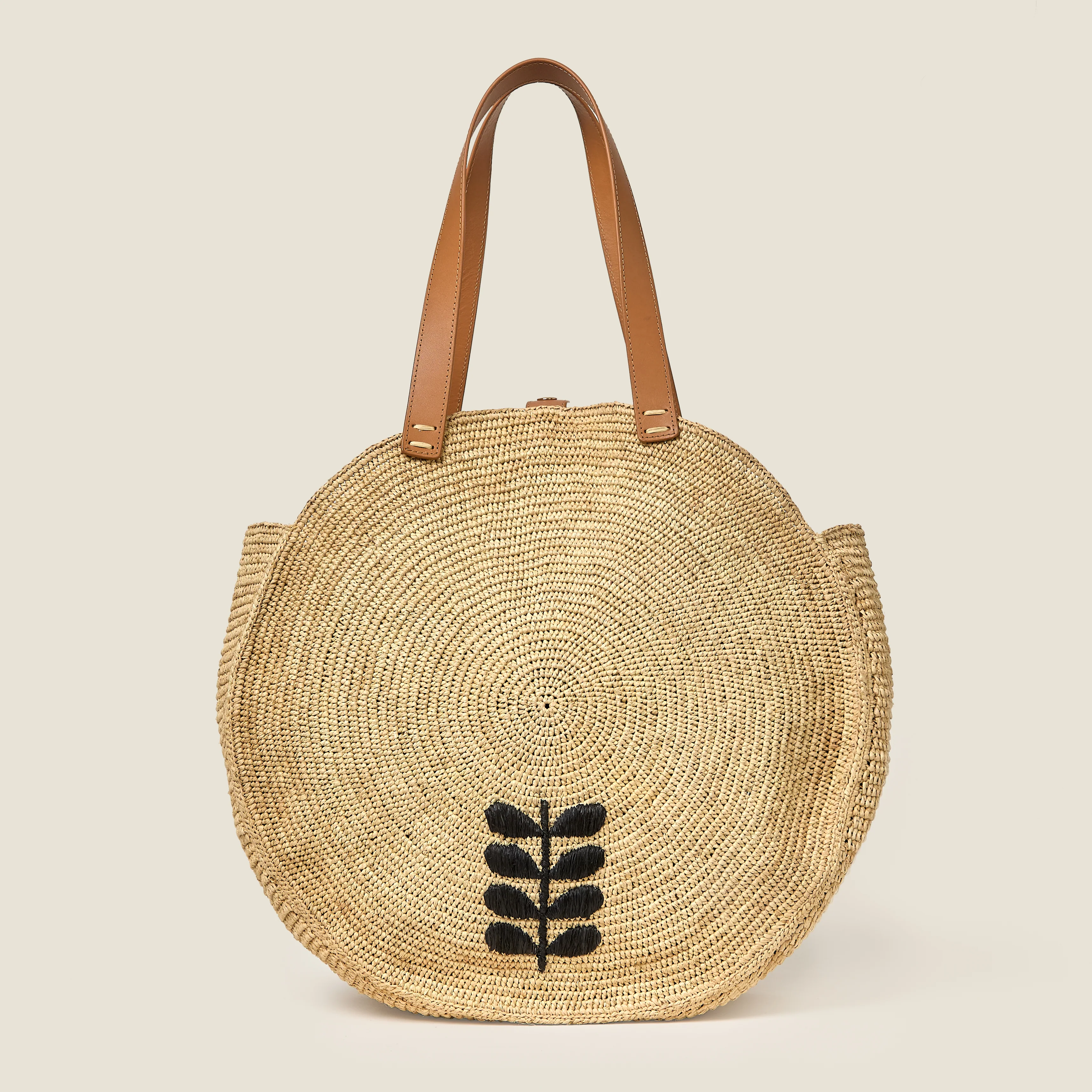 Petal Flower Round Raffia Tote Bag - Clementine - Image 5