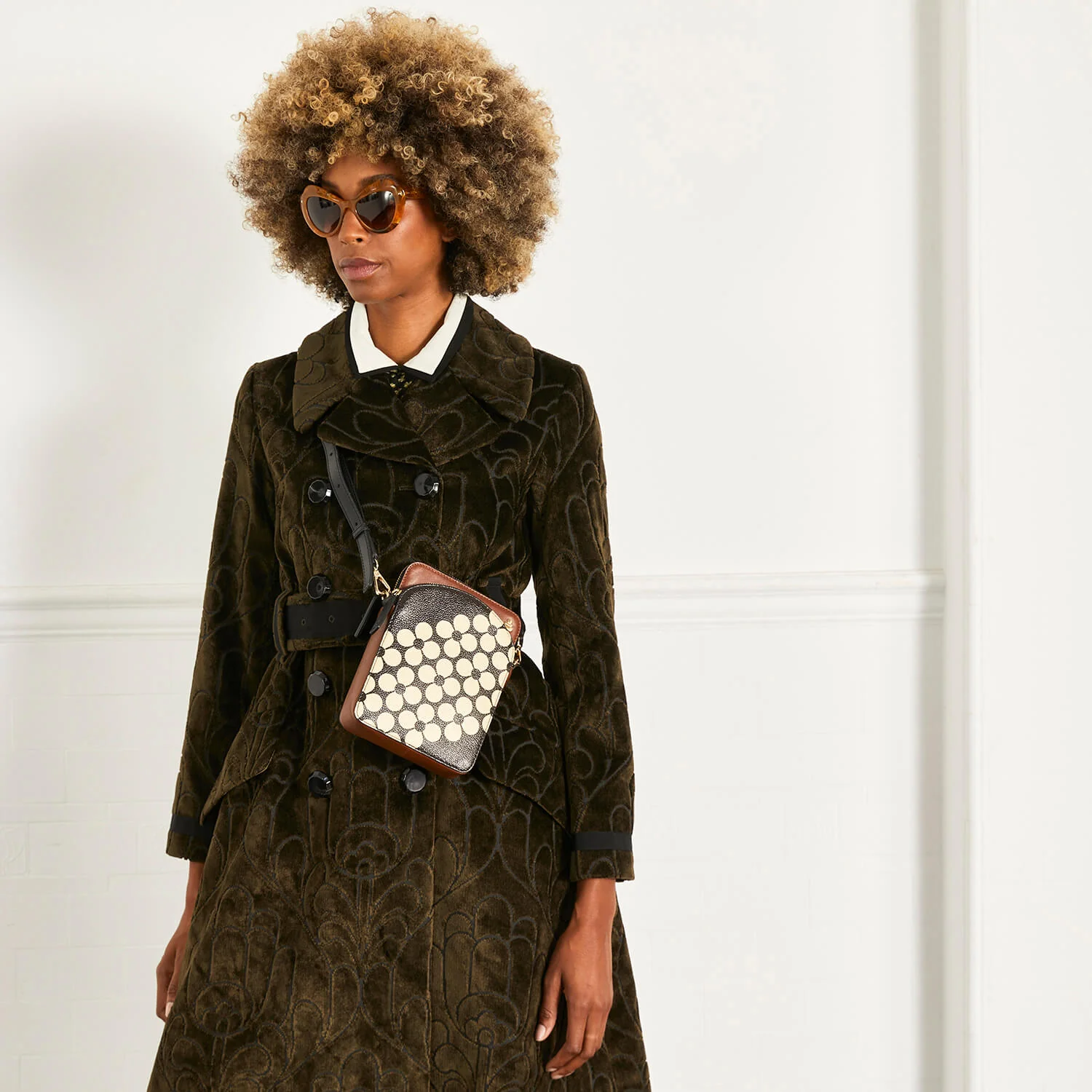 Portia Tall Crossbody - Black Cream Flower - Image 2