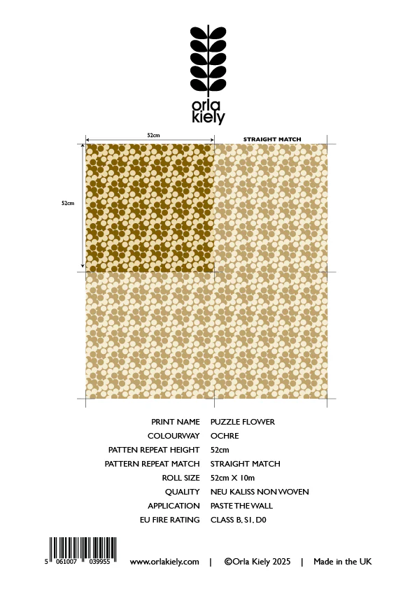 Puzzle Flower Ochre Wallpaper Sample - Image 2