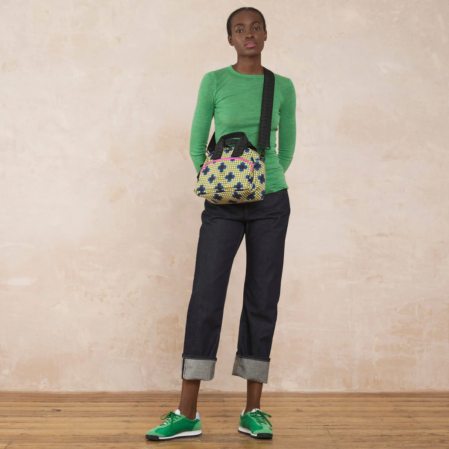 Radial Handbag - Flower Polka Dot Olive - Image 2