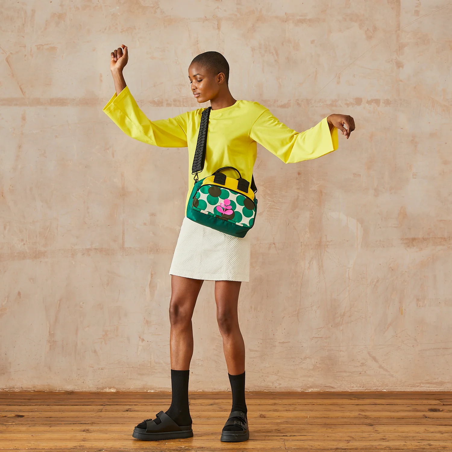 Radial Handbag - Retro Flower Emerald