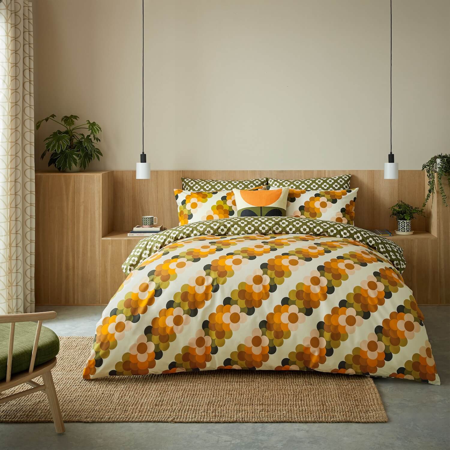 Retro Flower Stripe Bed Linen Set - Multi - Image 5