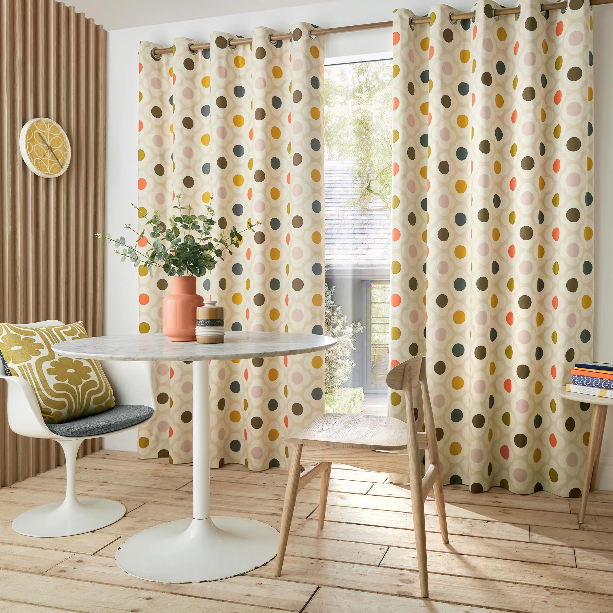 Spot Flower Blackout Lined Eyelet Curtains Summer