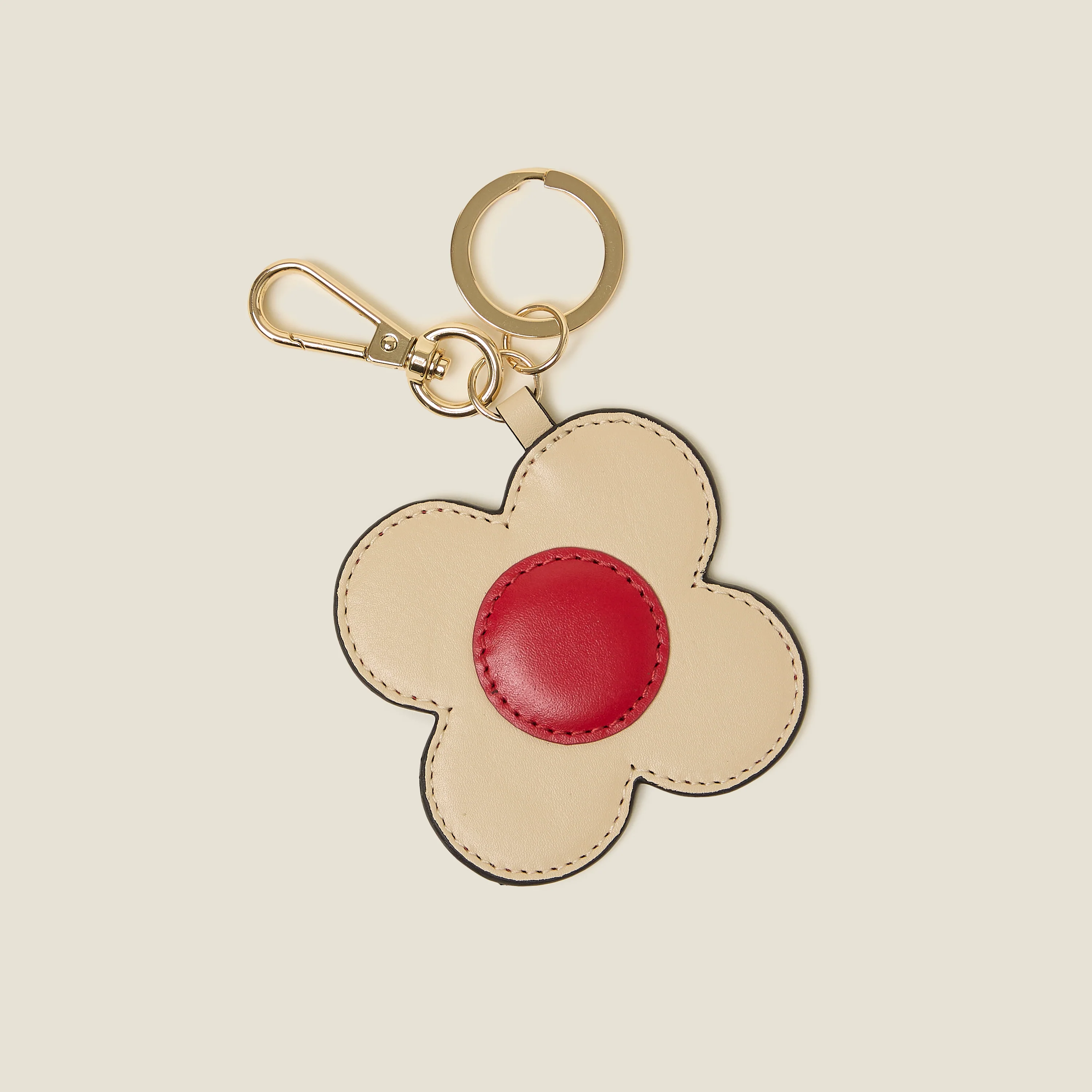 Spot Flower Key Ring - Red and Cream