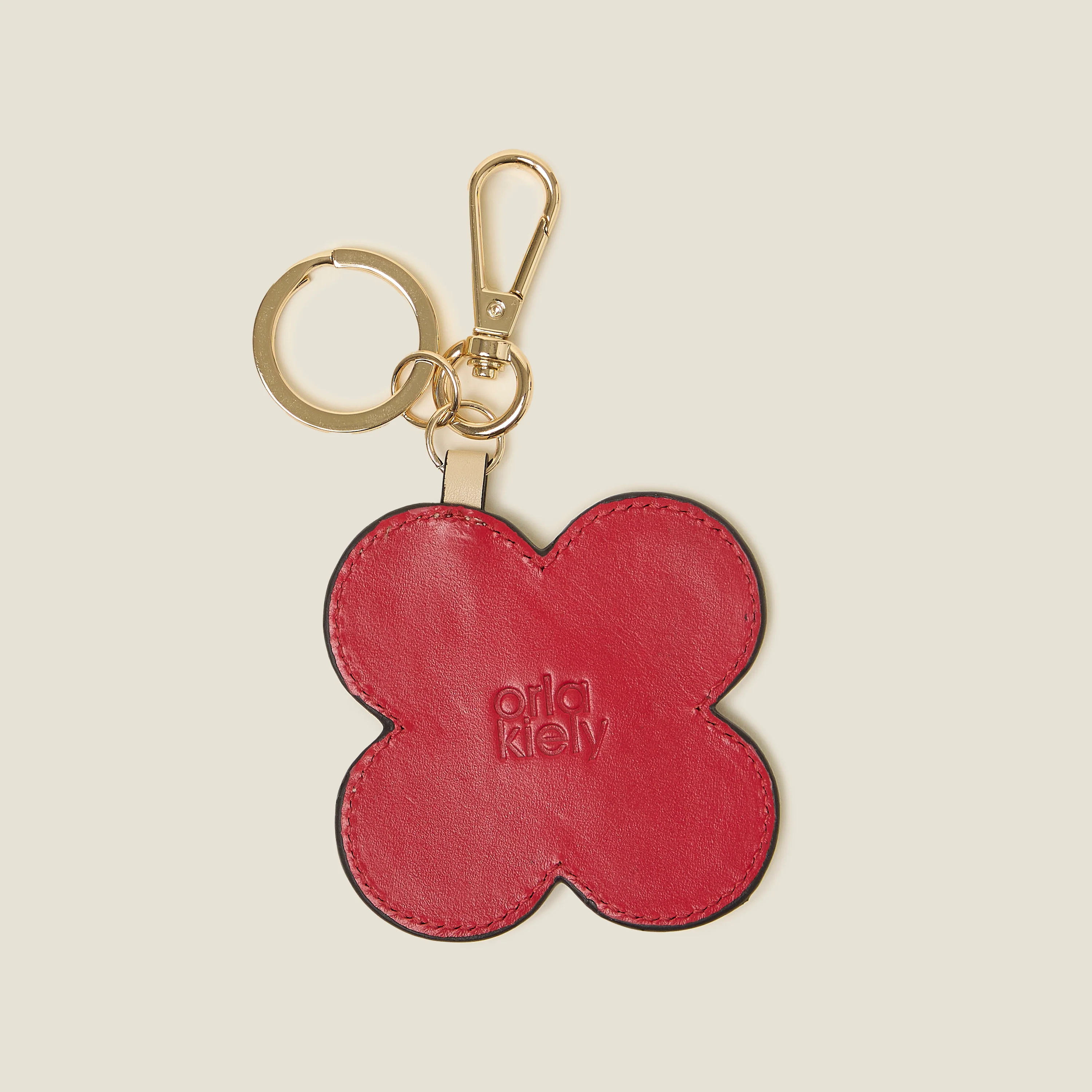 Spot Flower Key Ring - Red and Cream - Image 2